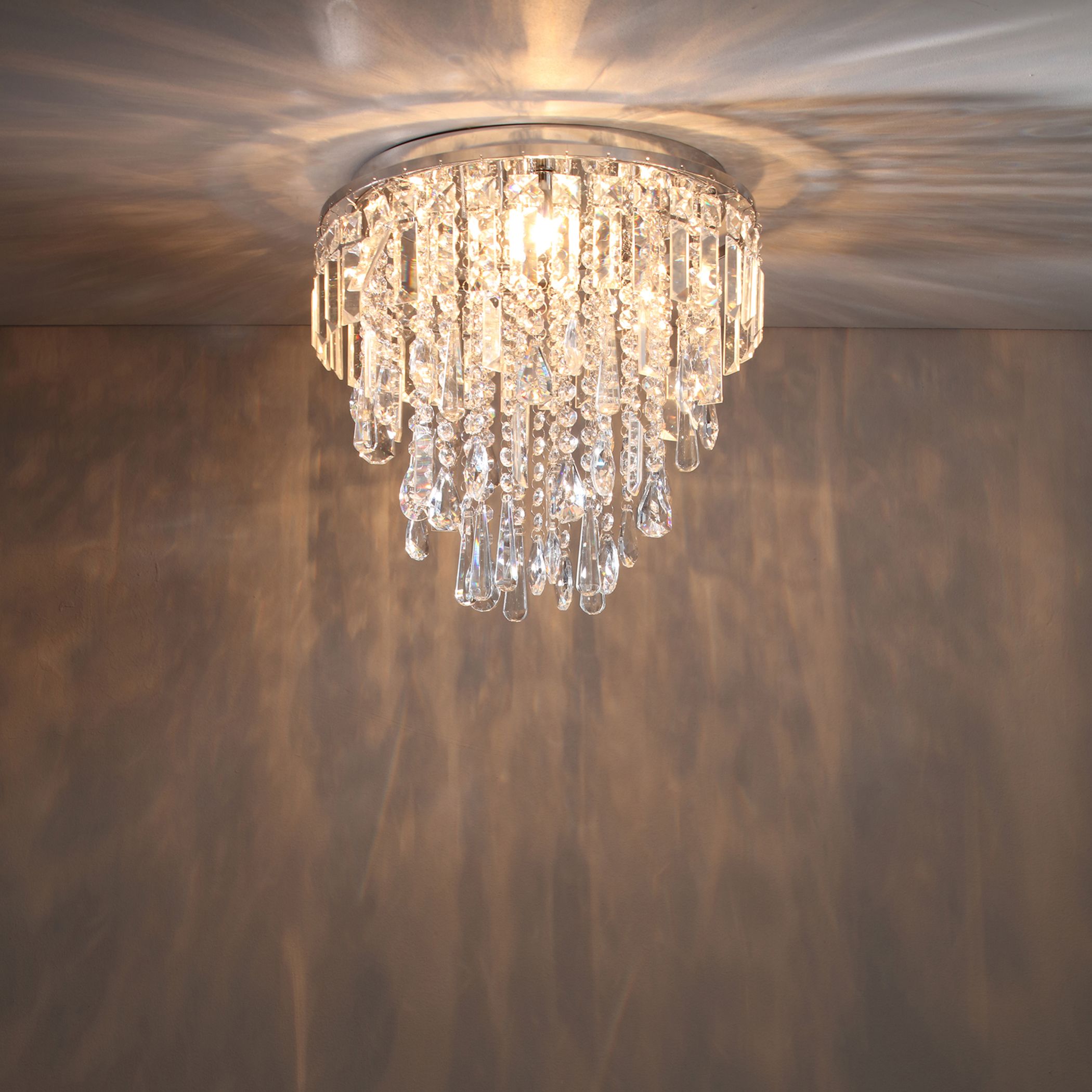 Chrome and deals crystal ceiling light