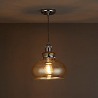Inlight Drew Pendant Glass & metal Antique brass effect Ceiling light