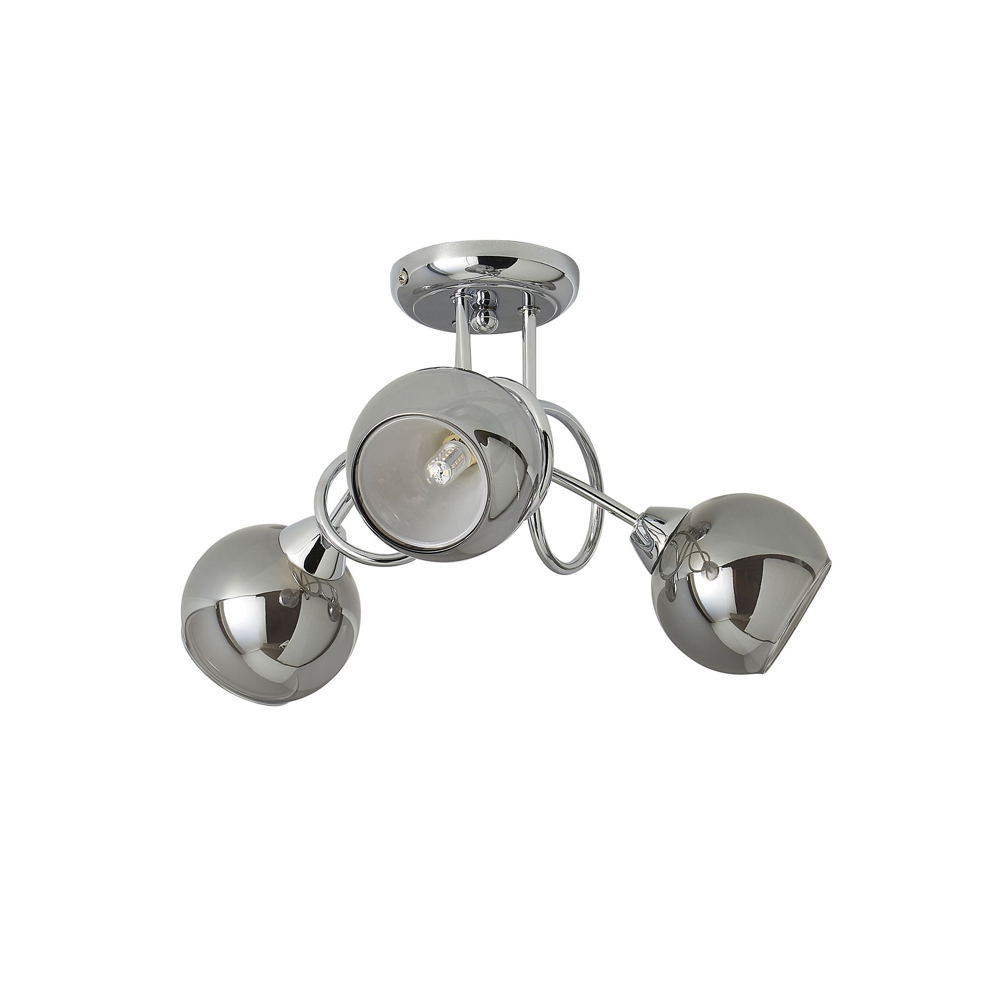 Inlight Elevate Glass & steel Chrome & smoked glass effect 3 Lamp Ceiling light