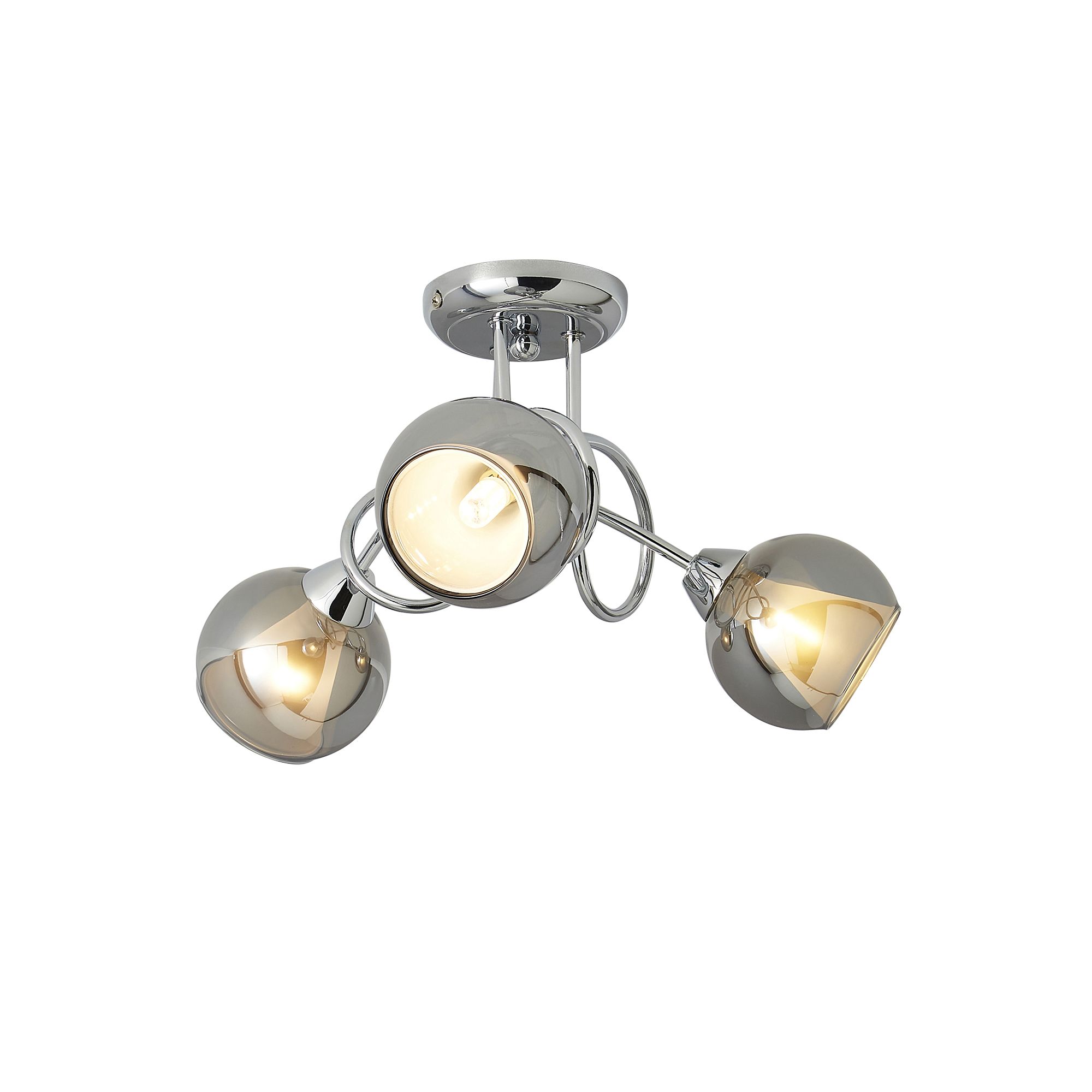 Inlight Elevate Glass & steel Chrome & smoked glass effect 3 Lamp Ceiling light