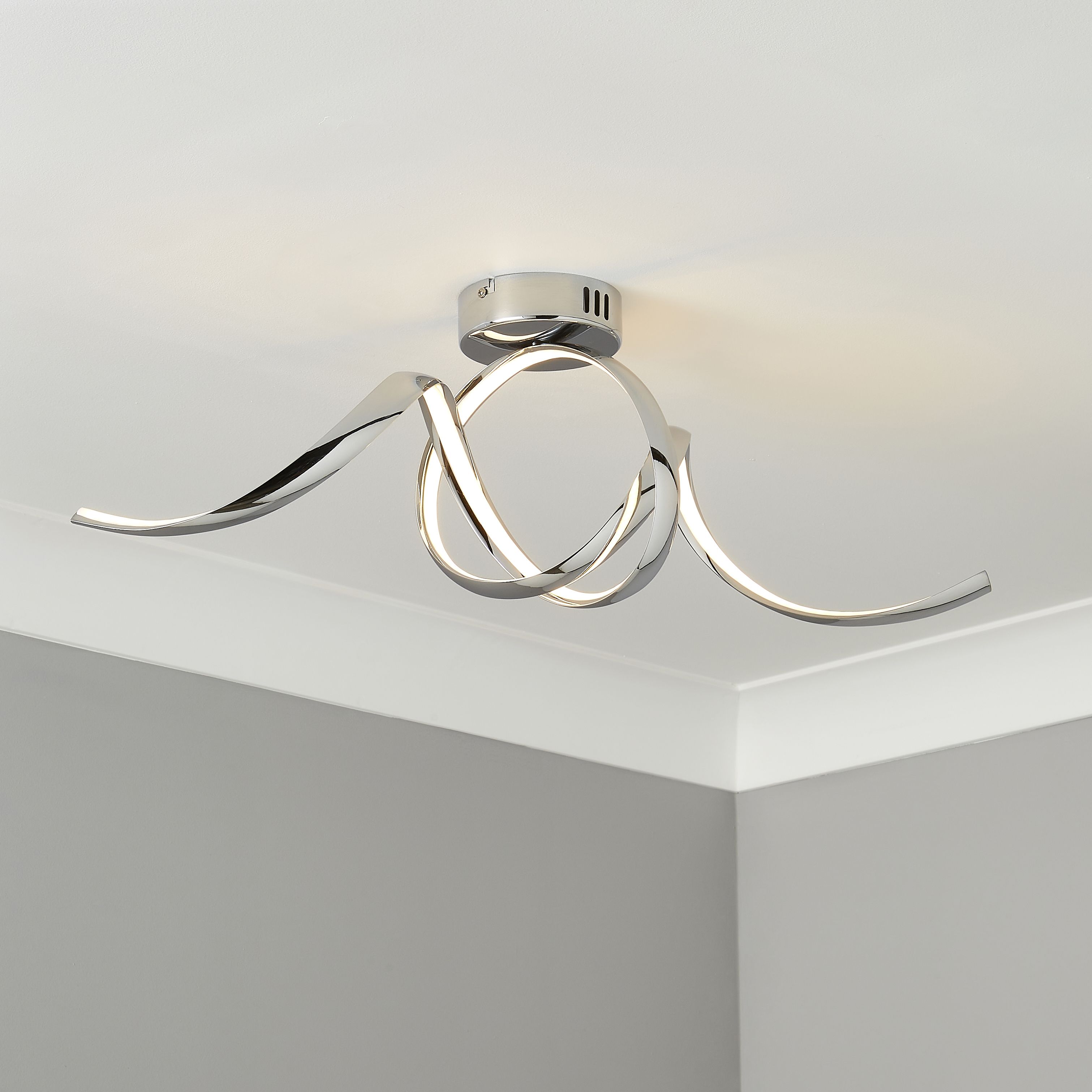 Inlight Equinox modern Plastic & steel Silver Chrome effect LED Ceiling light