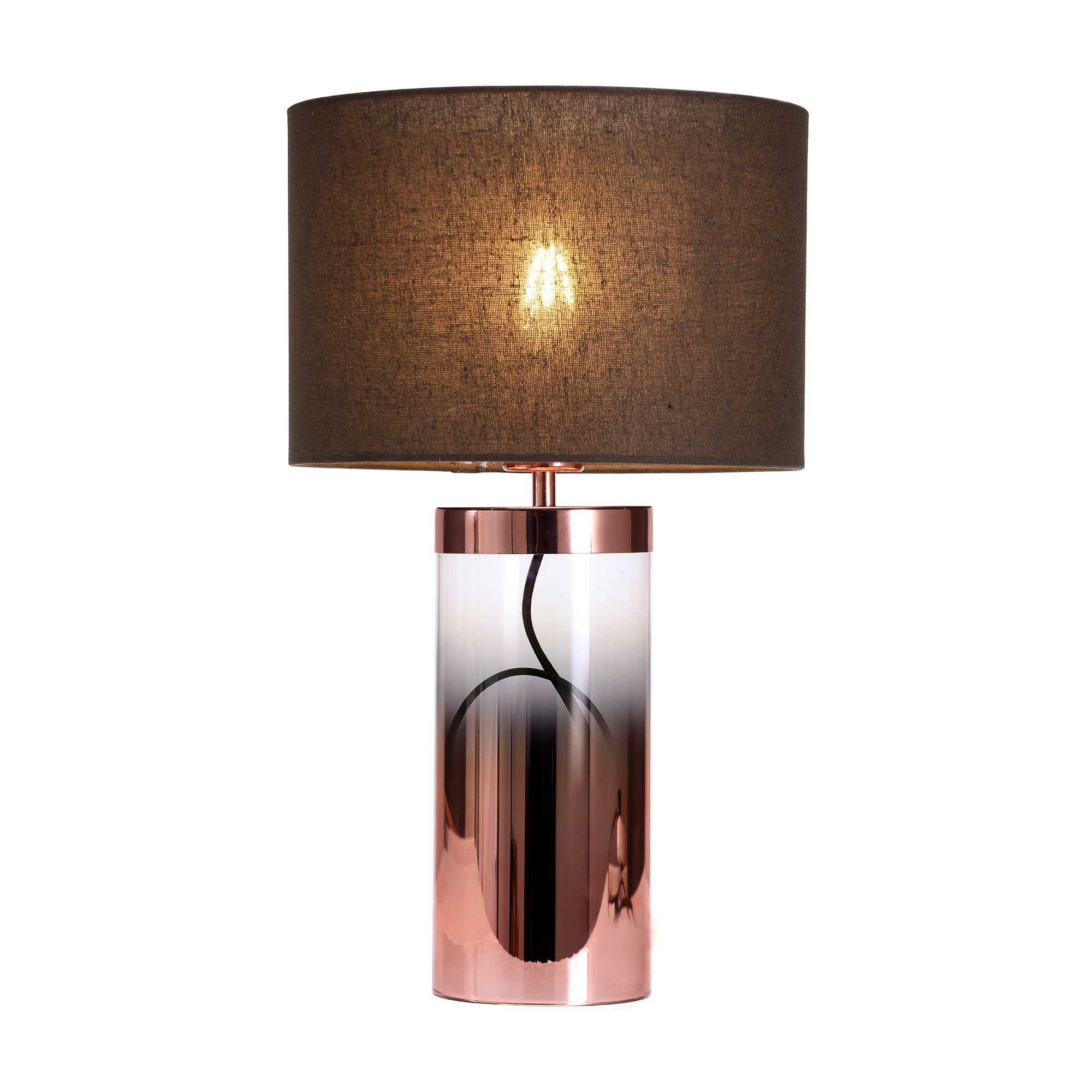 Inlight Erinome Ombre Cylinder Satin Amber & dark grey Copper effect Table light