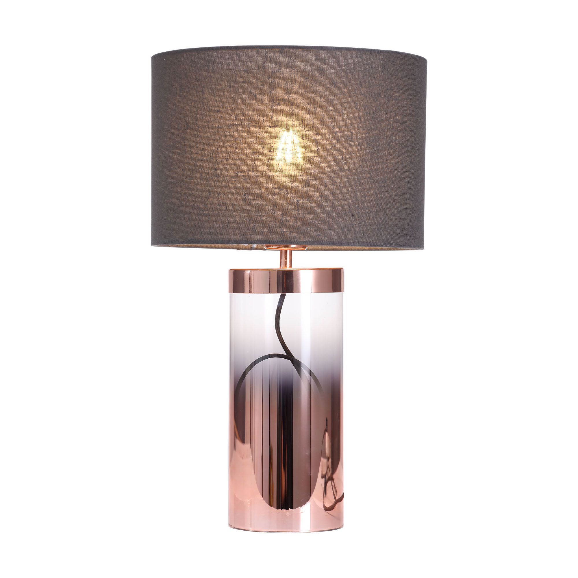 Inlight Erinome Ombre Cylinder Satin Amber & dark grey Copper effect Table light