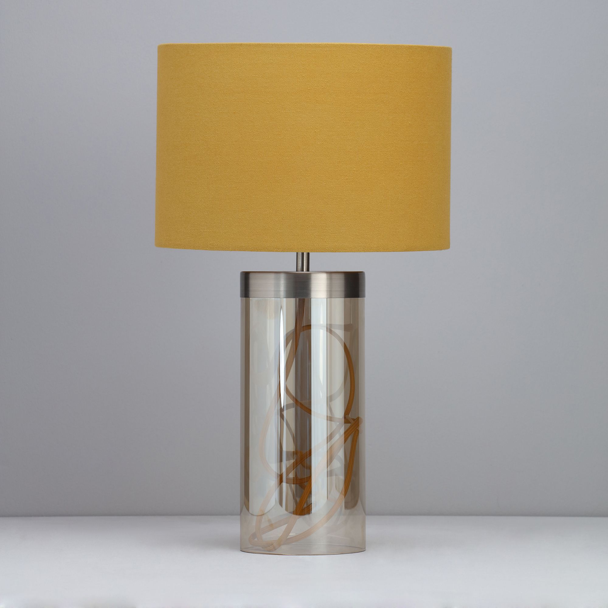Inlight Erinome Ombre Satin Clear Gold effect Cylinder Table light