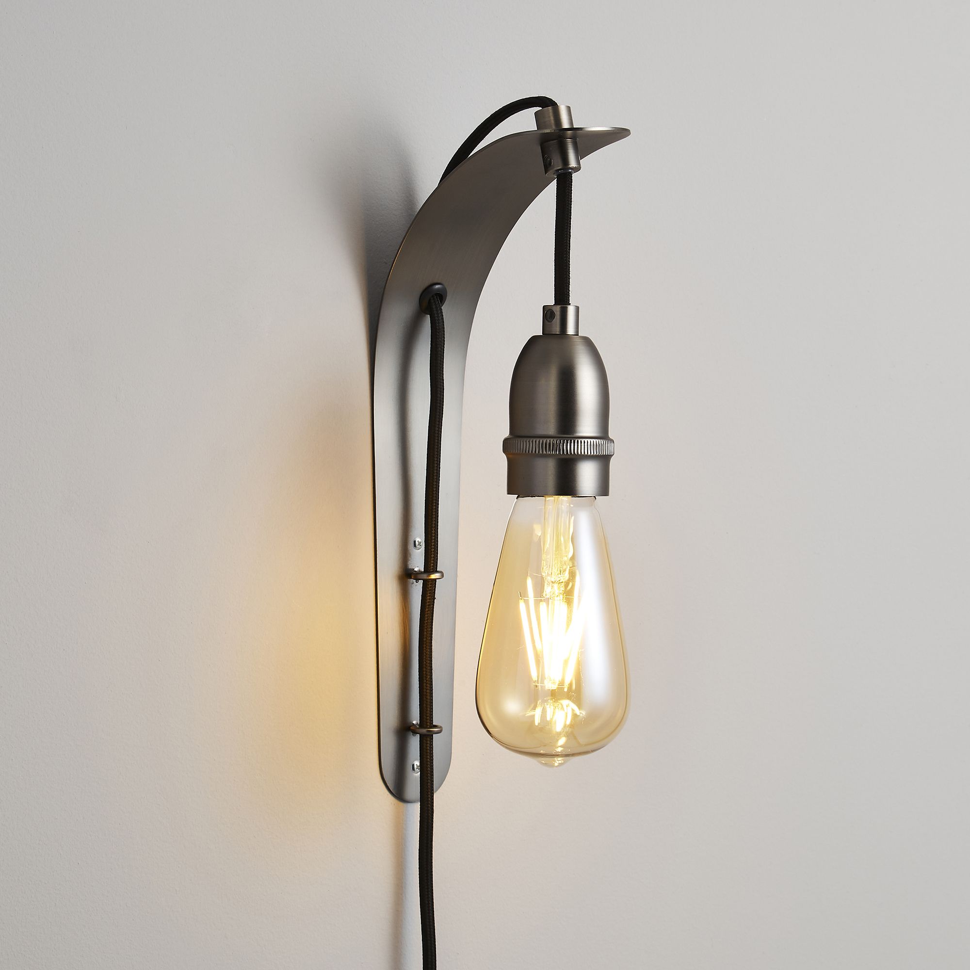 Inlight Faro Industrial Black & pewter Plug-in LED Wall light