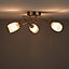 Inlight Forbes classic Brushed Satin Glass & metal chrome effect 3 Lamp Ceiling light