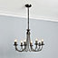 Inlight Freesia Brushed Satin Metal Pewter effect 8 Lamp LED Chandelier Ceiling light