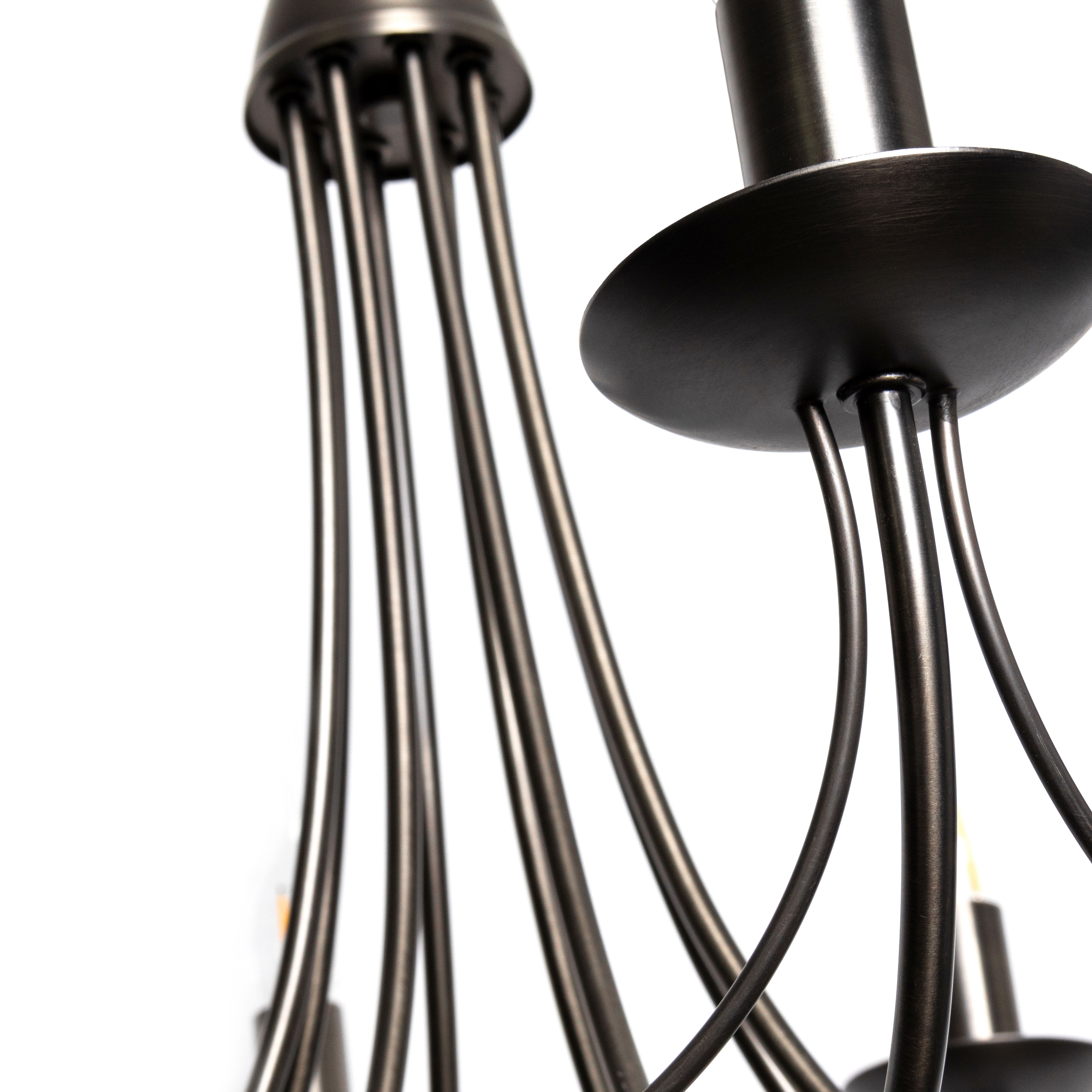 Inlight Freesia Brushed Satin Metal Pewter effect 8 Lamp LED Chandelier Ceiling light