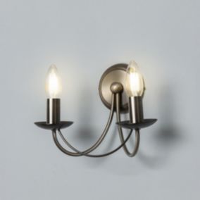 Inlight Freesia Pewter effect Wired LED Wall light