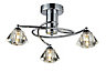 Inlight Gara Classic Brushed Glass & metal Chrome effect 3 Lamp Ceiling light