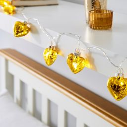 Inlight Gold glass heart Battery-powered Warm white 10 LED Indoor String lights