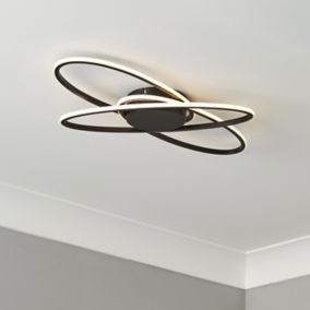 Inlight Grand modern Matt Plastic & steel Black LED Ceiling light