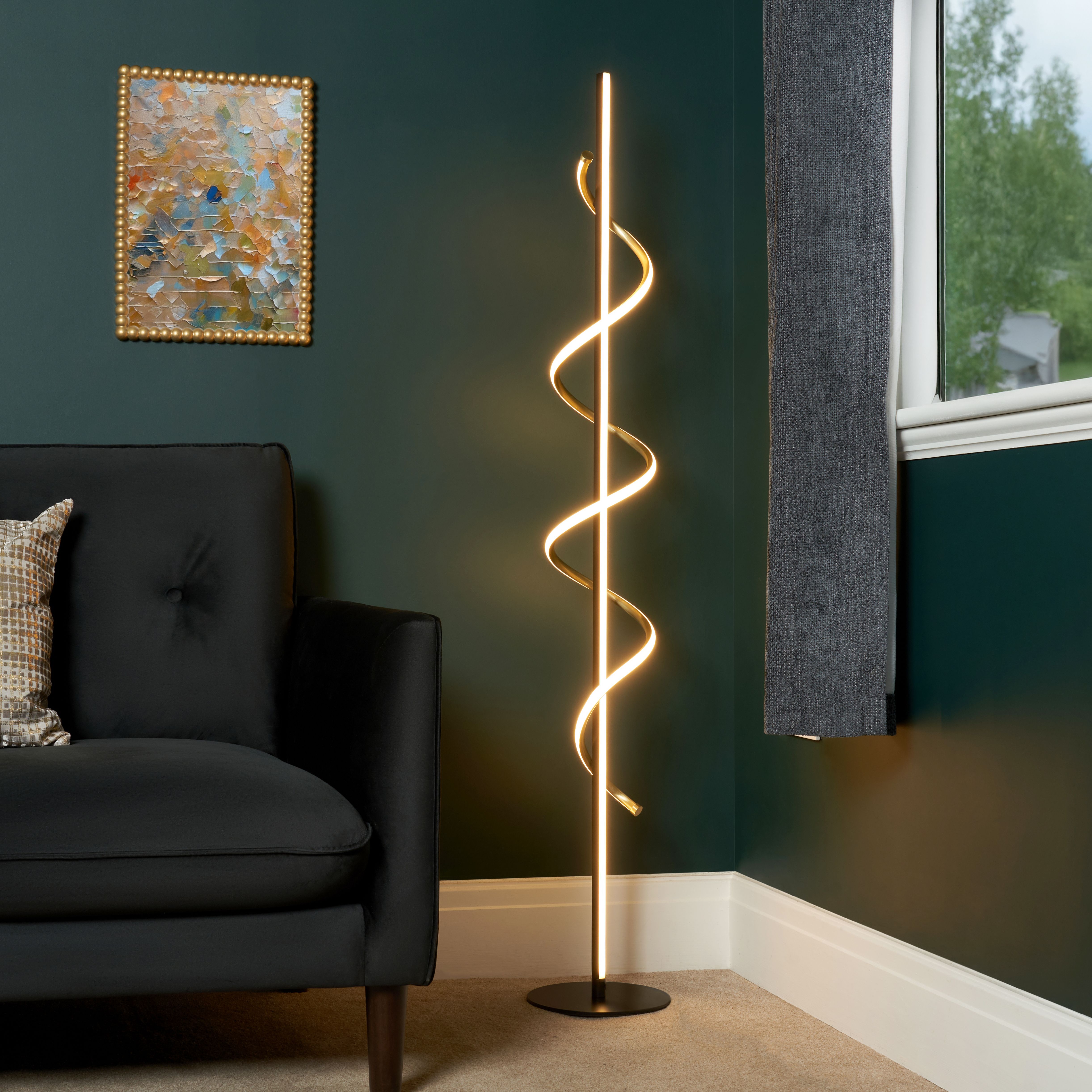 Inlight Hadston Spiral Matt Black LED Floor lamp