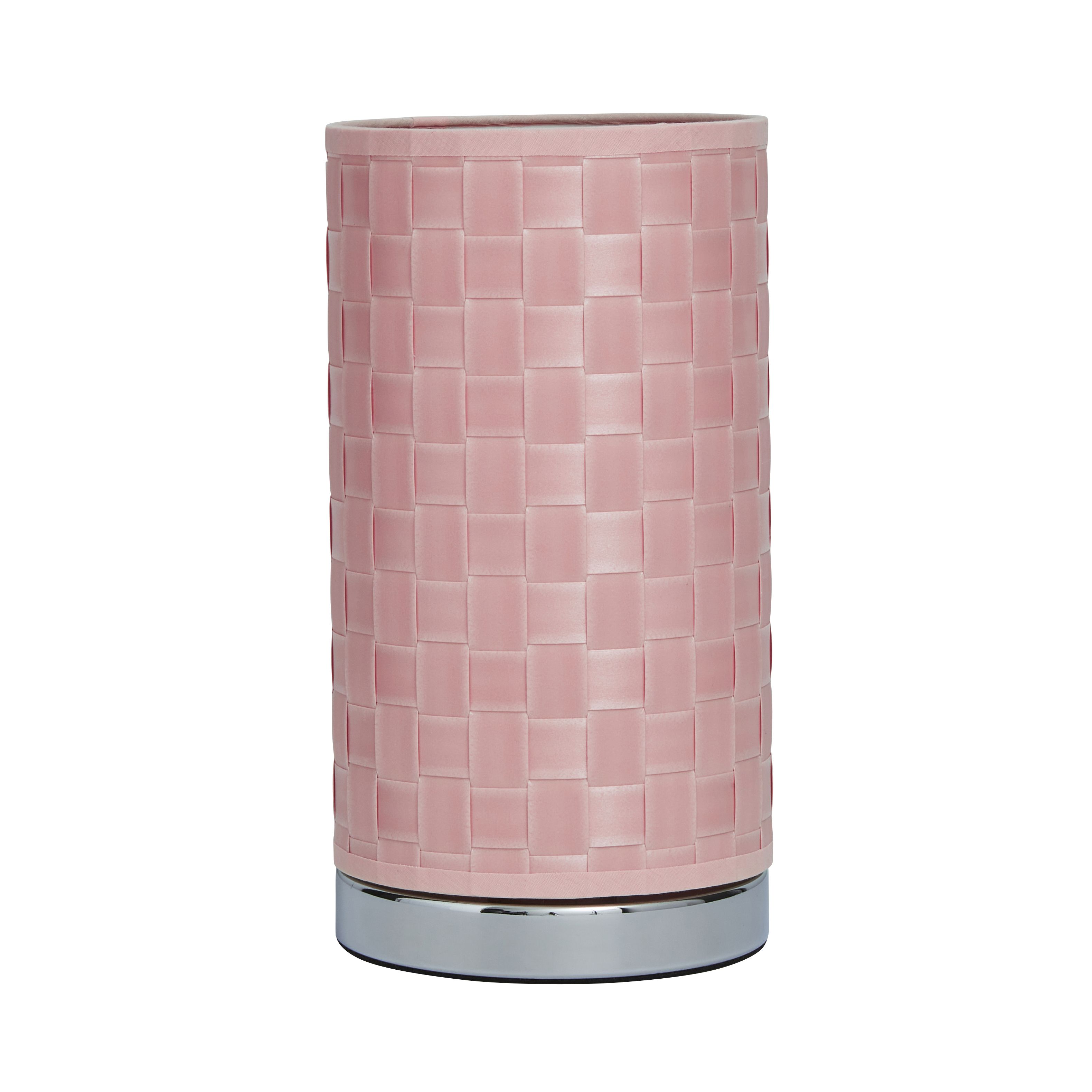 Inlight Hektor Cylinder Polished Pink Woven effect Table lamp