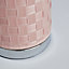 Inlight Hektor Polished Pink Woven effect Cylinder Table lamp