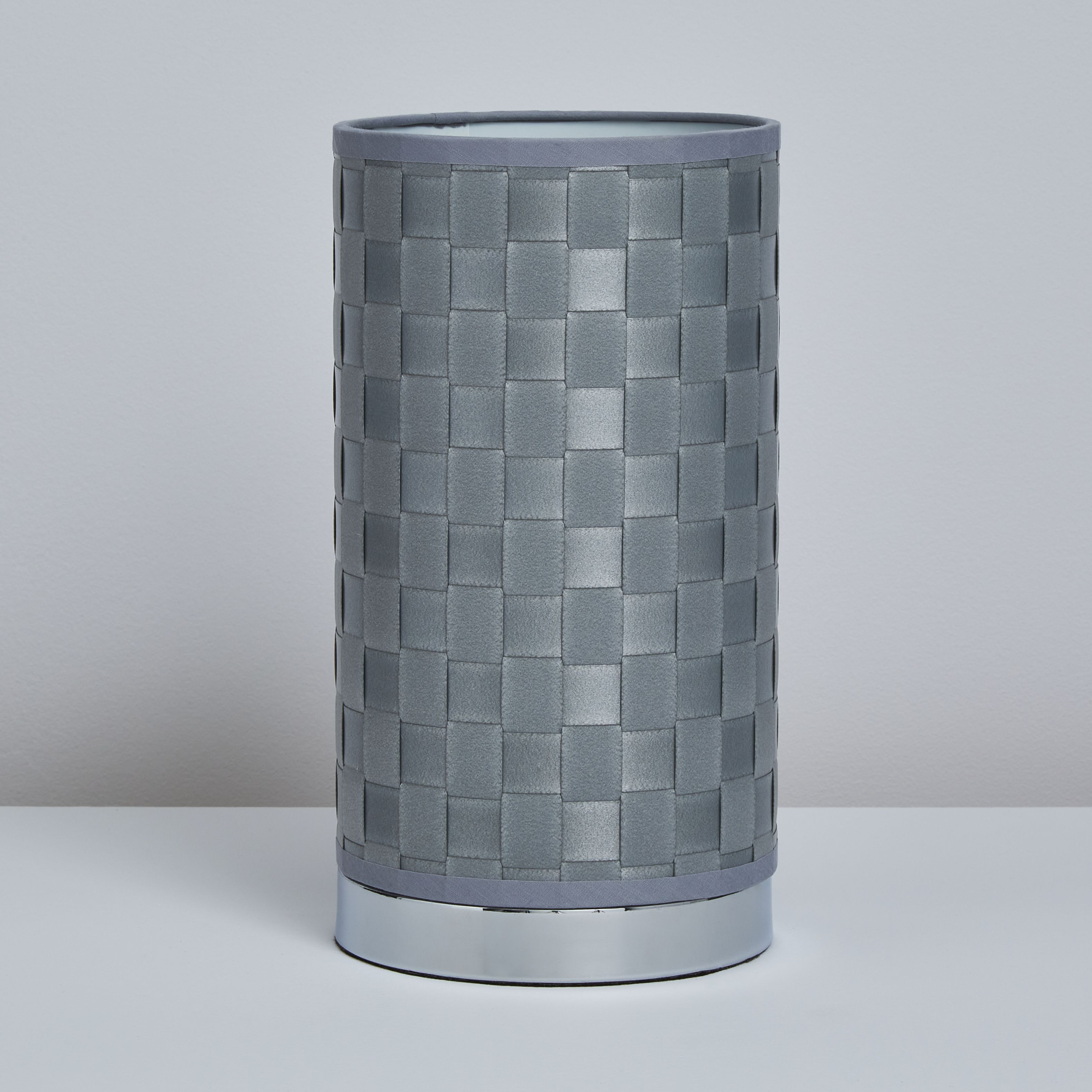 Inlight Hektor Woven Cylinder Polished silver effect Table lamp