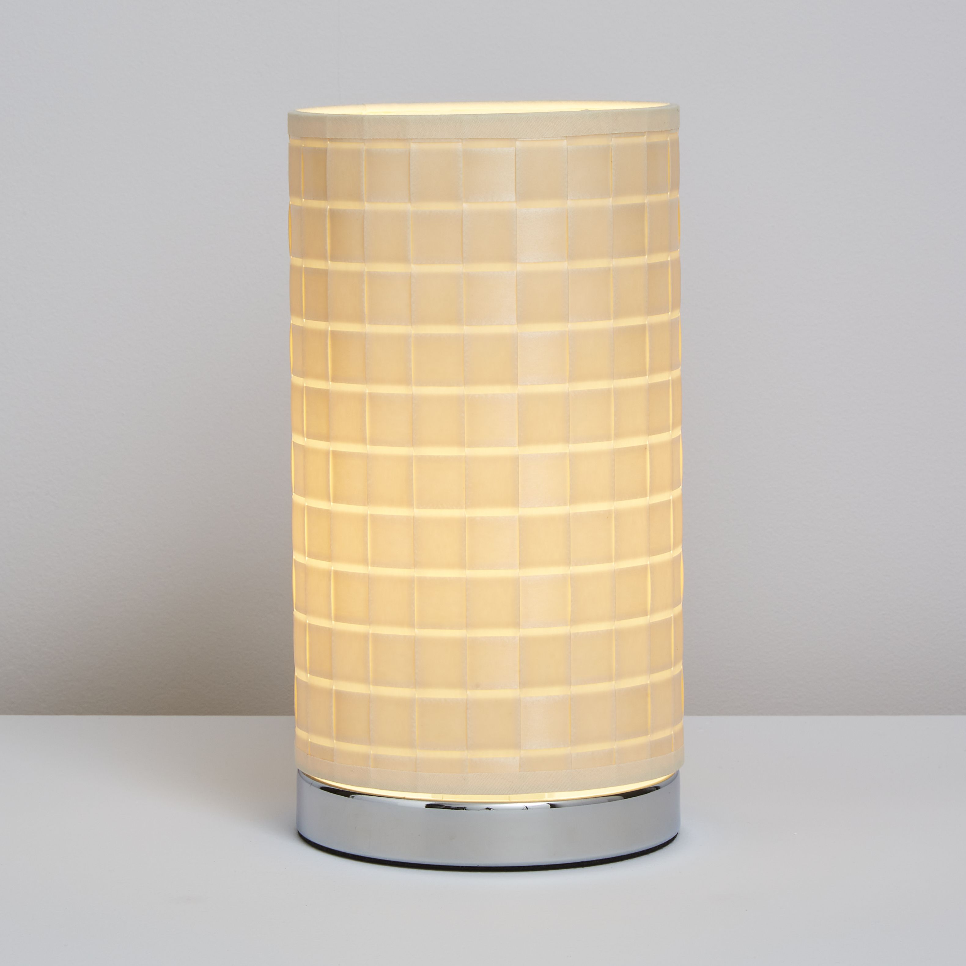 Inlight Hektor Woven Polished Ivory Cylinder Table lamp