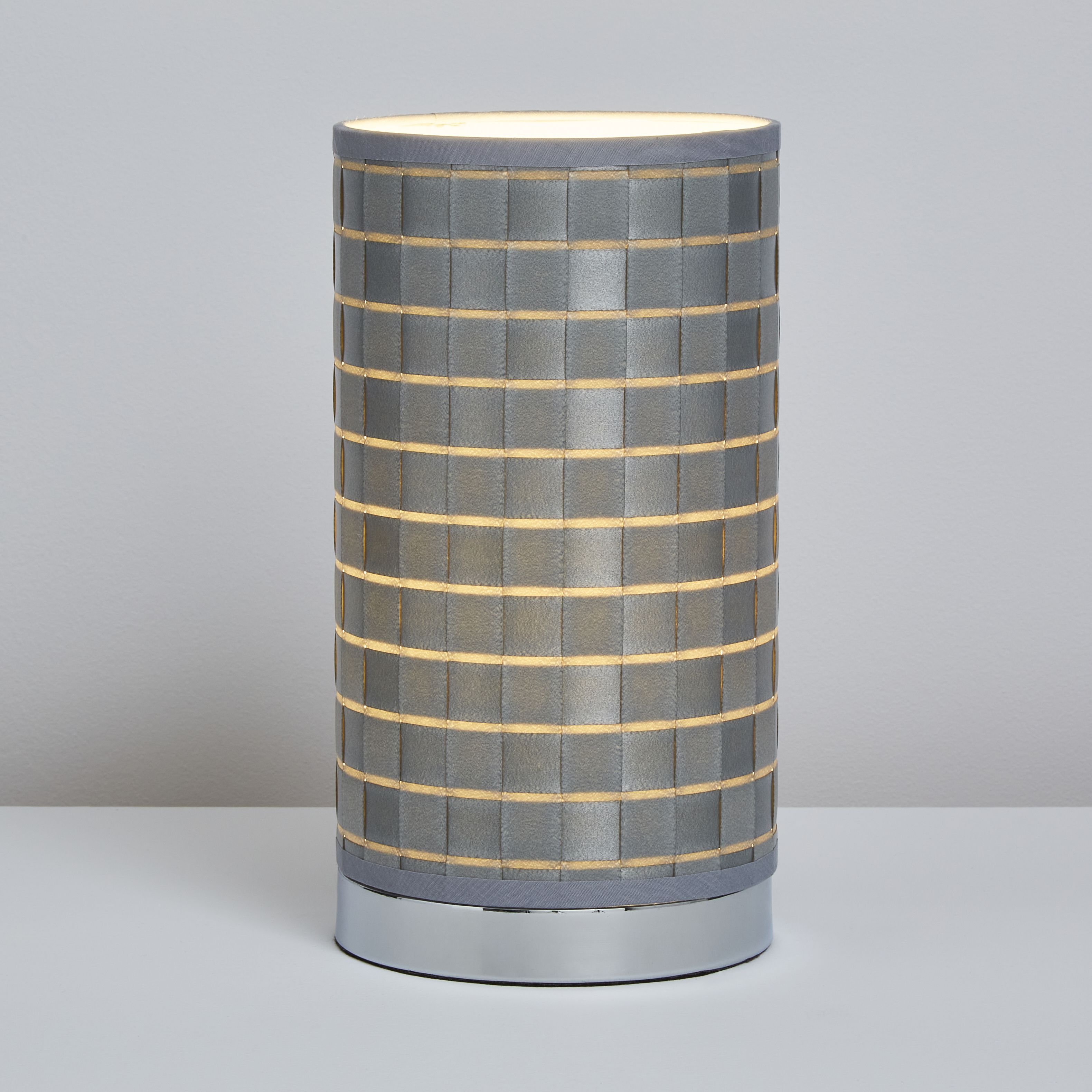 Inlight Hektor Woven Polished silver effect Cylinder Table lamp