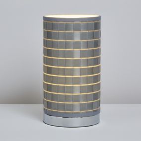 Inlight Hektor Woven Polished Silver effect Cylinder Table lamp