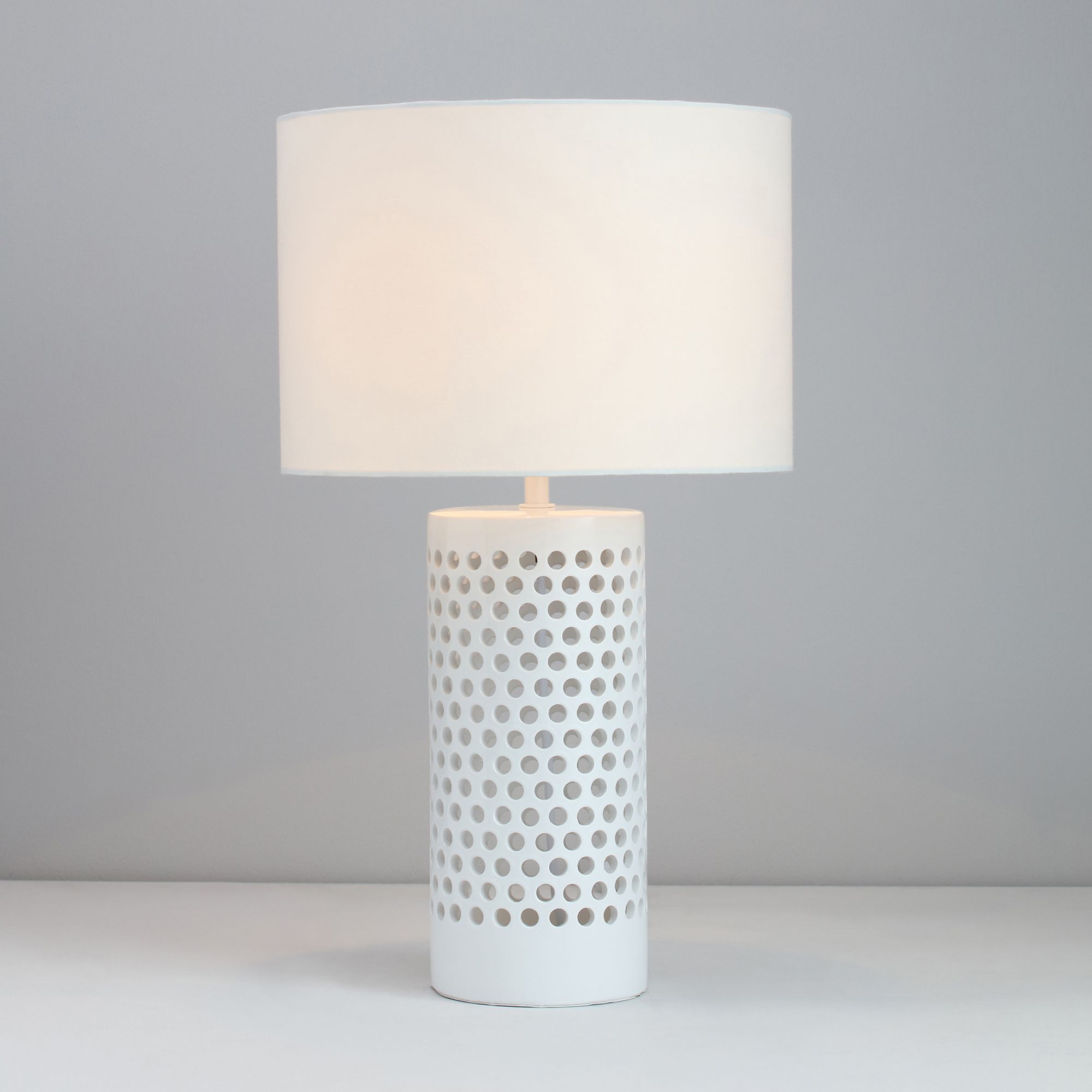 Inlight Helike Ceramic White Cylinder Table light