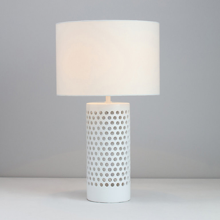 Inlight Helike Ceramic White, White Ceramic And Wood Table Lamp