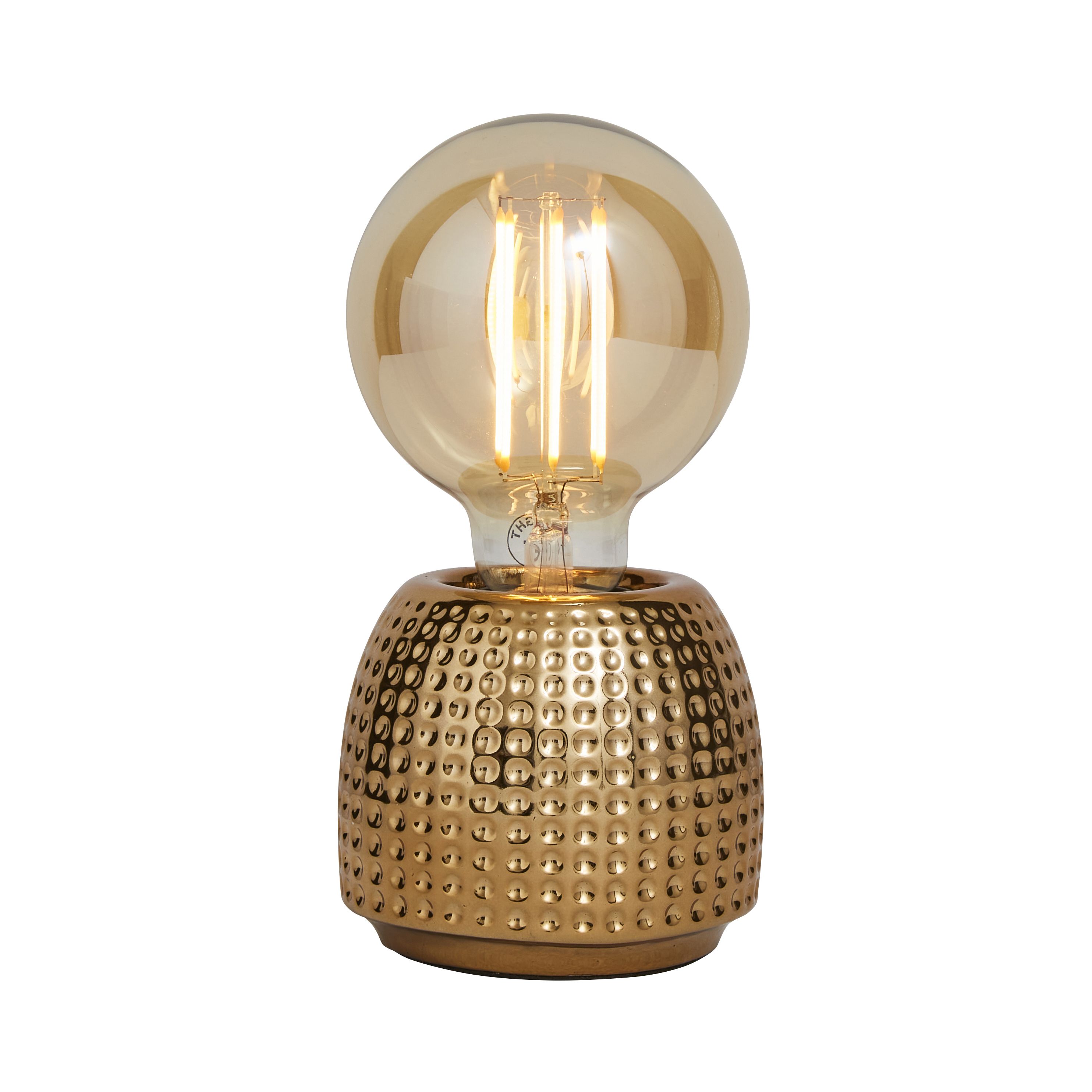 Inlight Hidal Embossed Gold effect Cylinder Table lamp