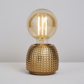 Inlight Hidal Embossed Gold effect Cylinder Table lamp