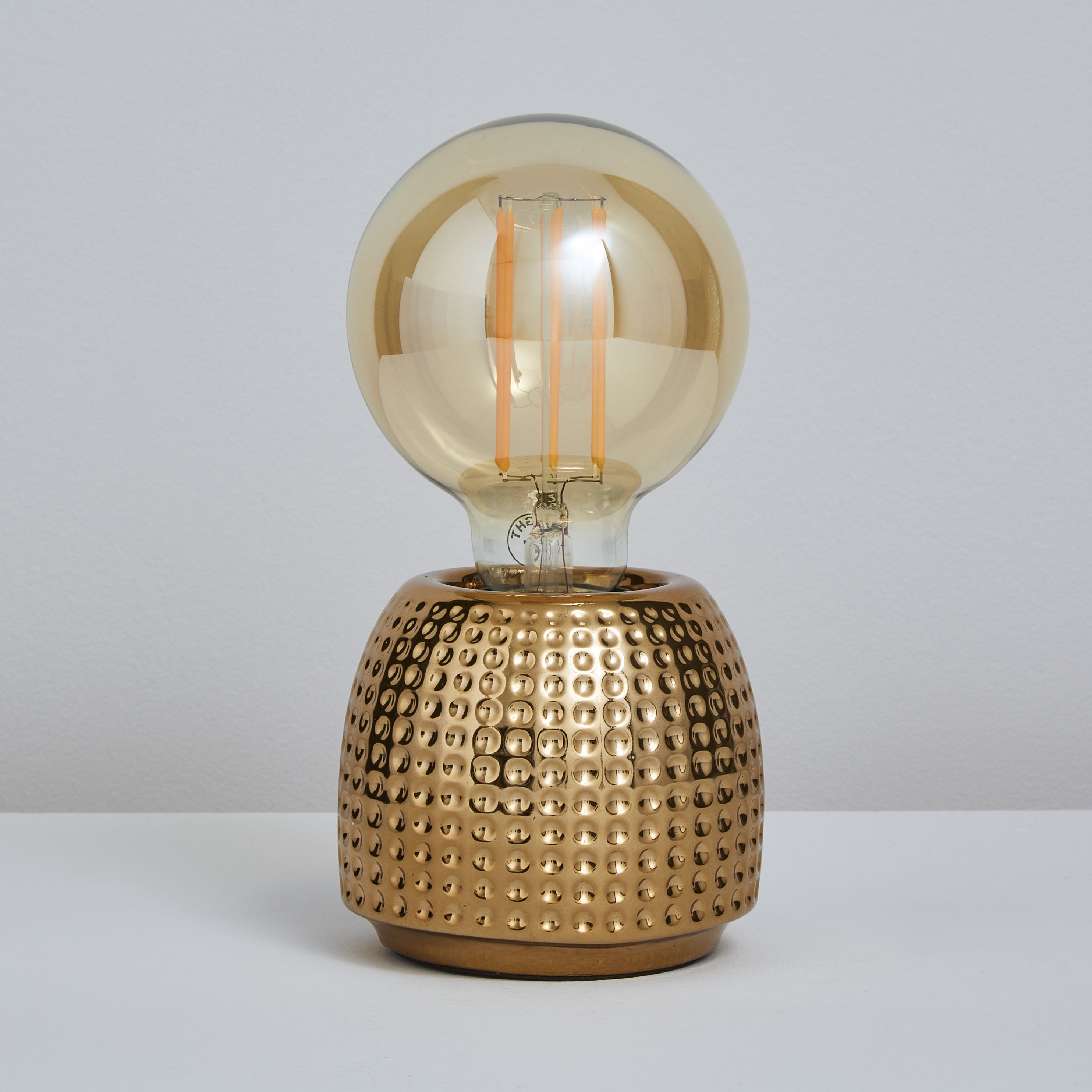 Inlight Hidal Embossed Gold effect Cylinder Table lamp