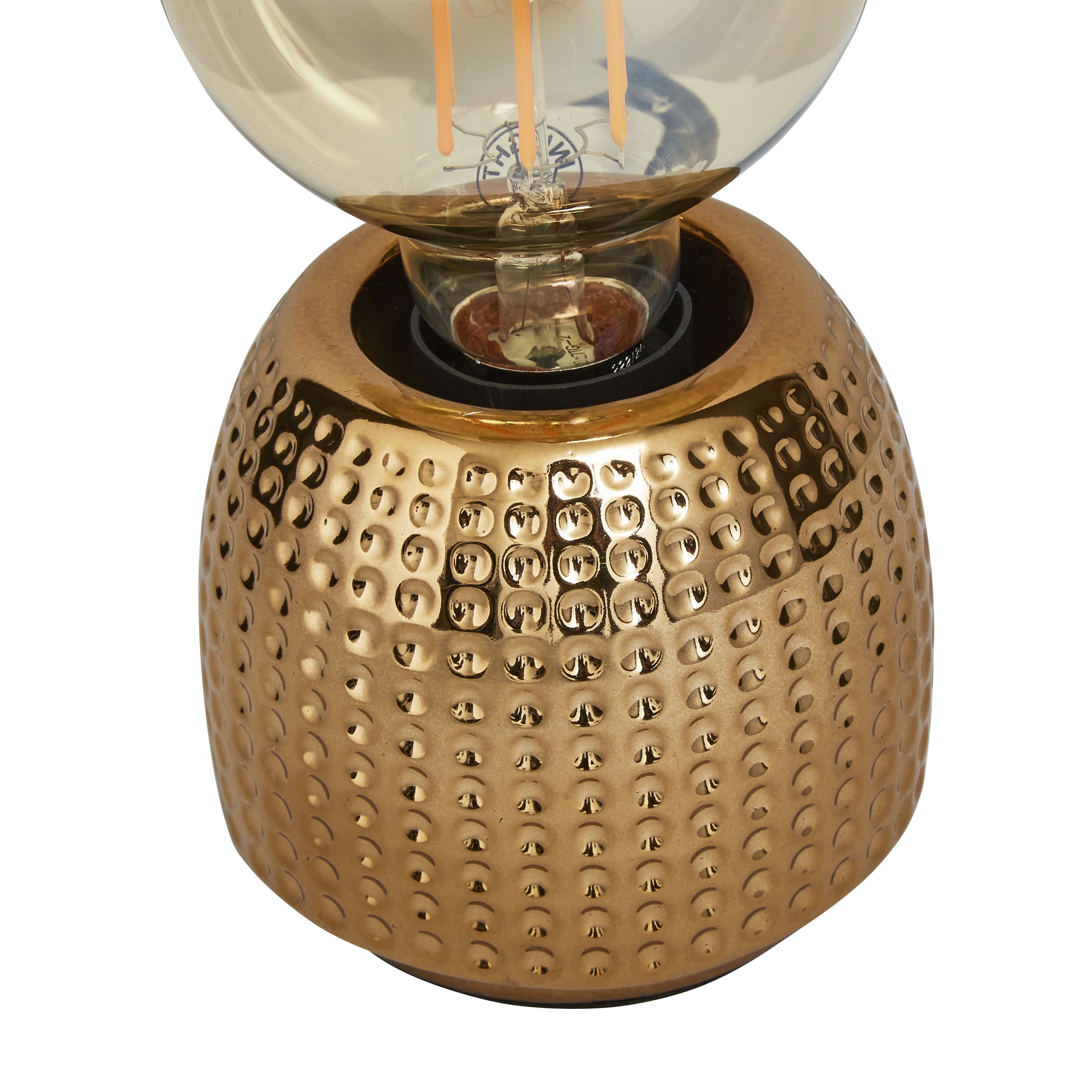 Inlight Hidal Embossed Gold effect Cylinder Table lamp