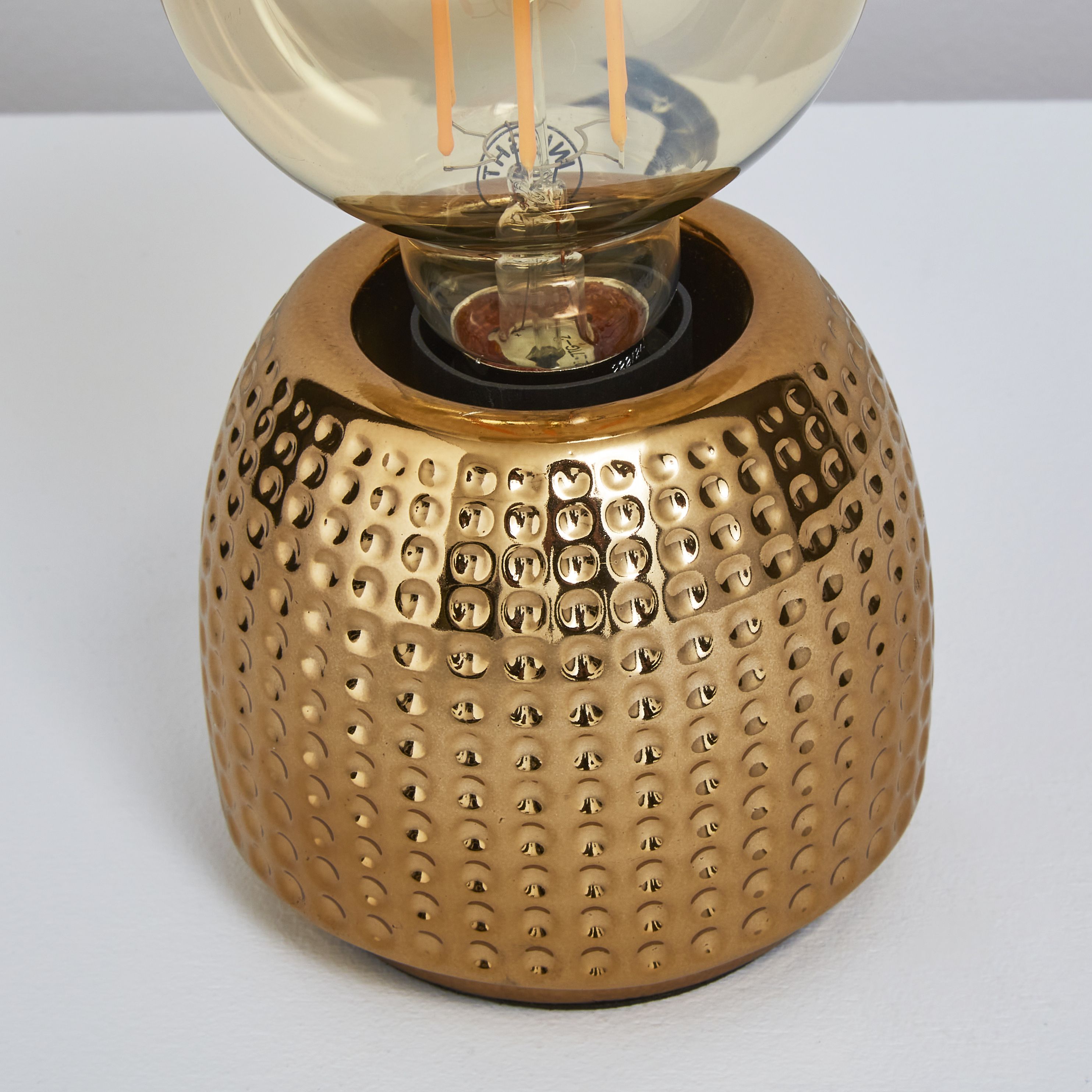 Inlight Hidal Embossed Gold effect Cylinder Table lamp