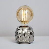 Inlight Hidal Embossed Satin Chrome effect Cylinder Table lamp