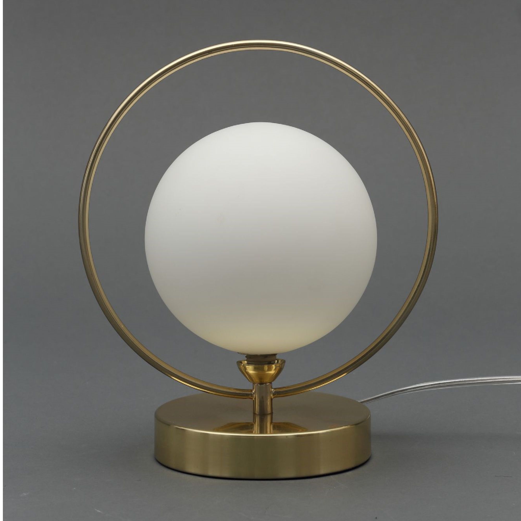 Inlight Holt Hoop Satin Brass & opal Table lamp