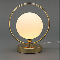 Inlight Holt Hoop Satin Brass & opal Table lamp