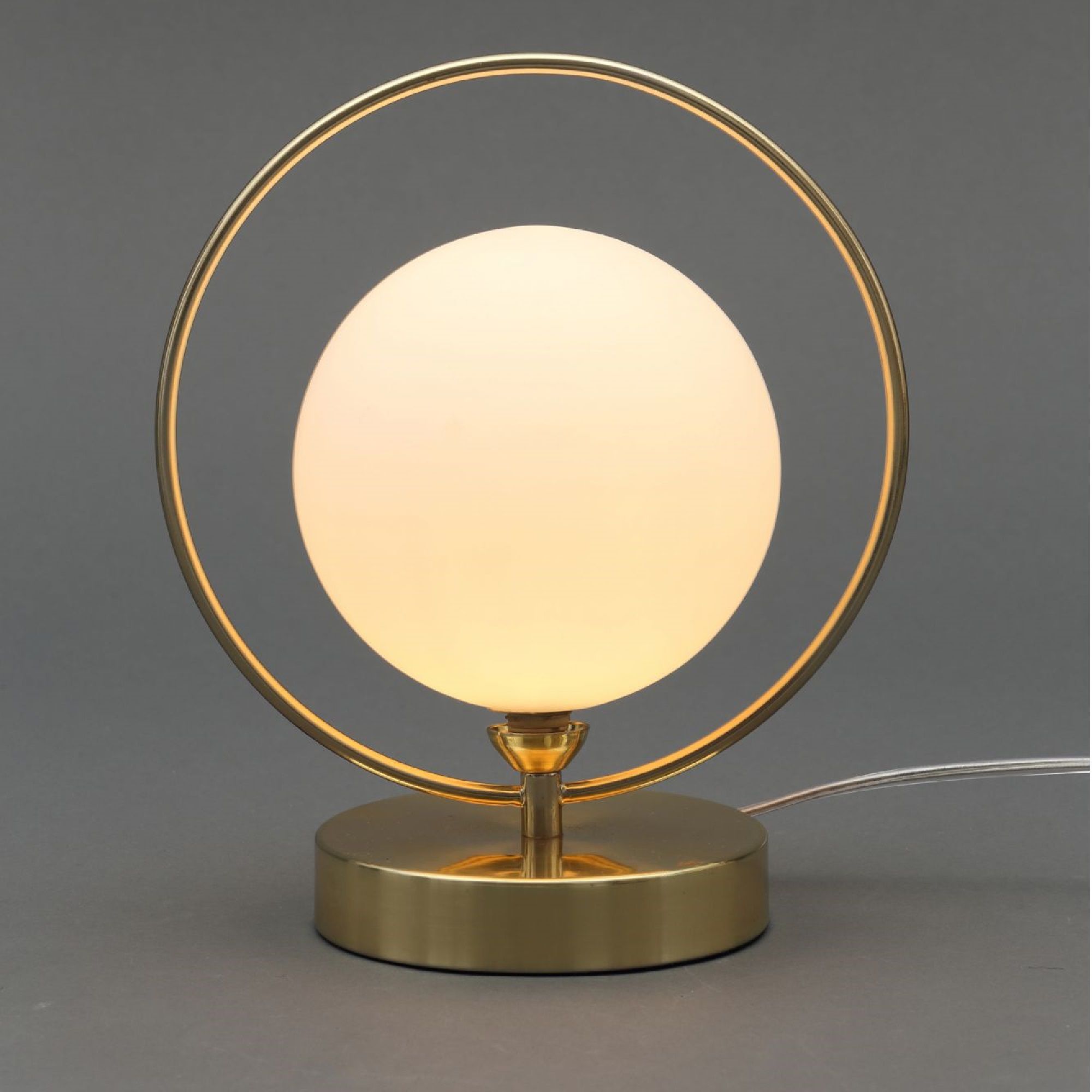 Inlight Holt Hoop Satin Brass & opal Table lamp