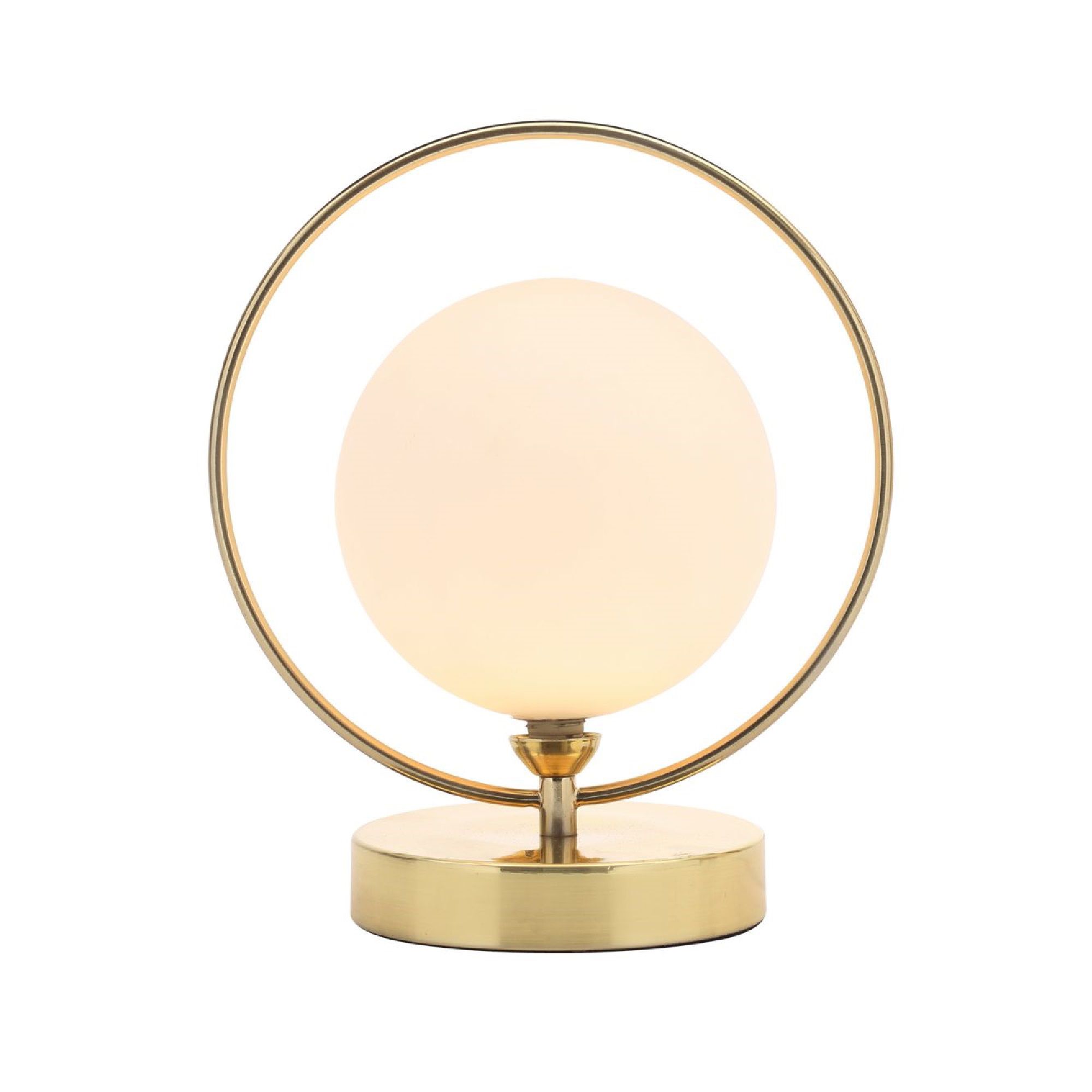 Inlight Holt Hoop Satin Brass & opal Table lamp