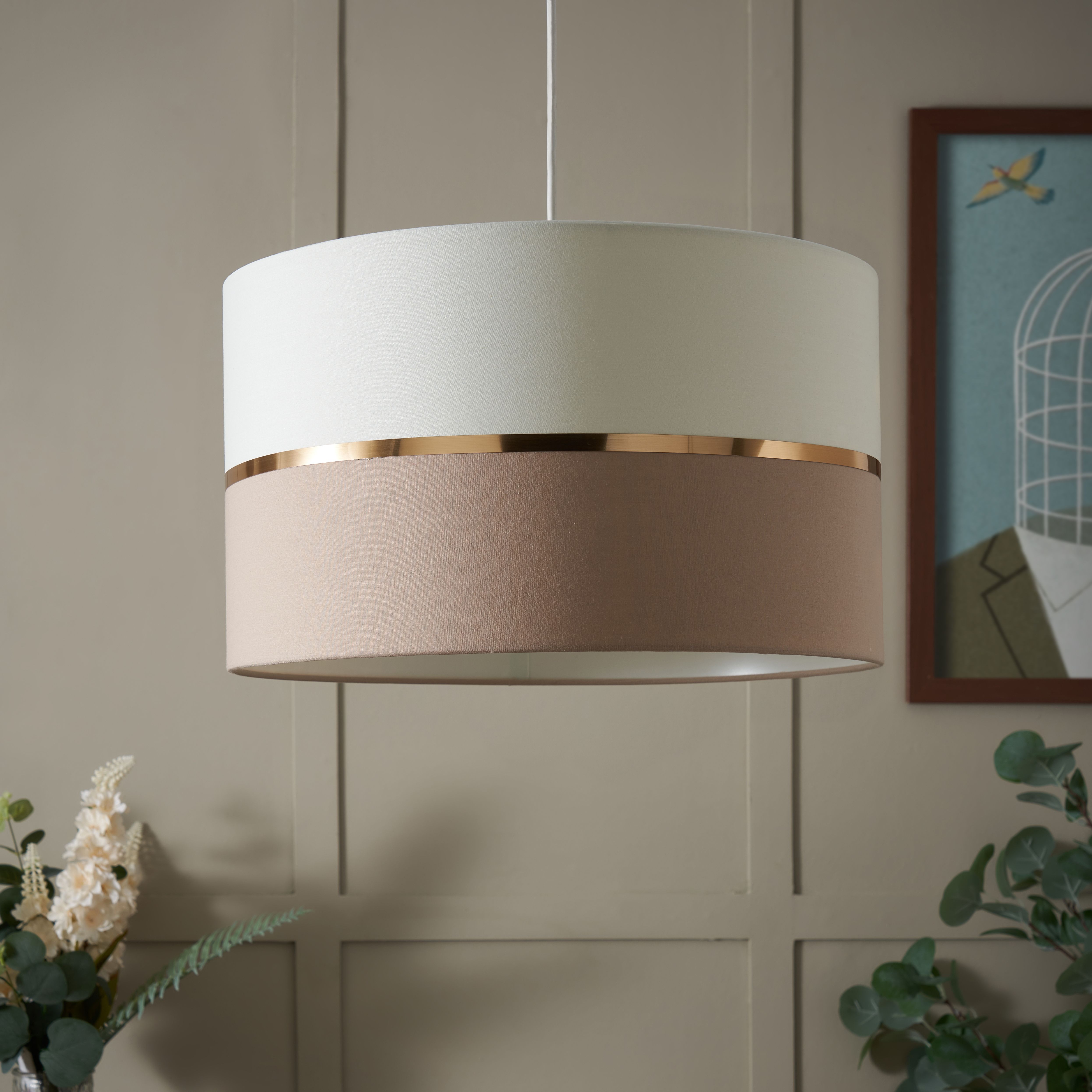 Inlight Isonoe Ivory & mocha Drum Cylinder Light shade (D)30cm