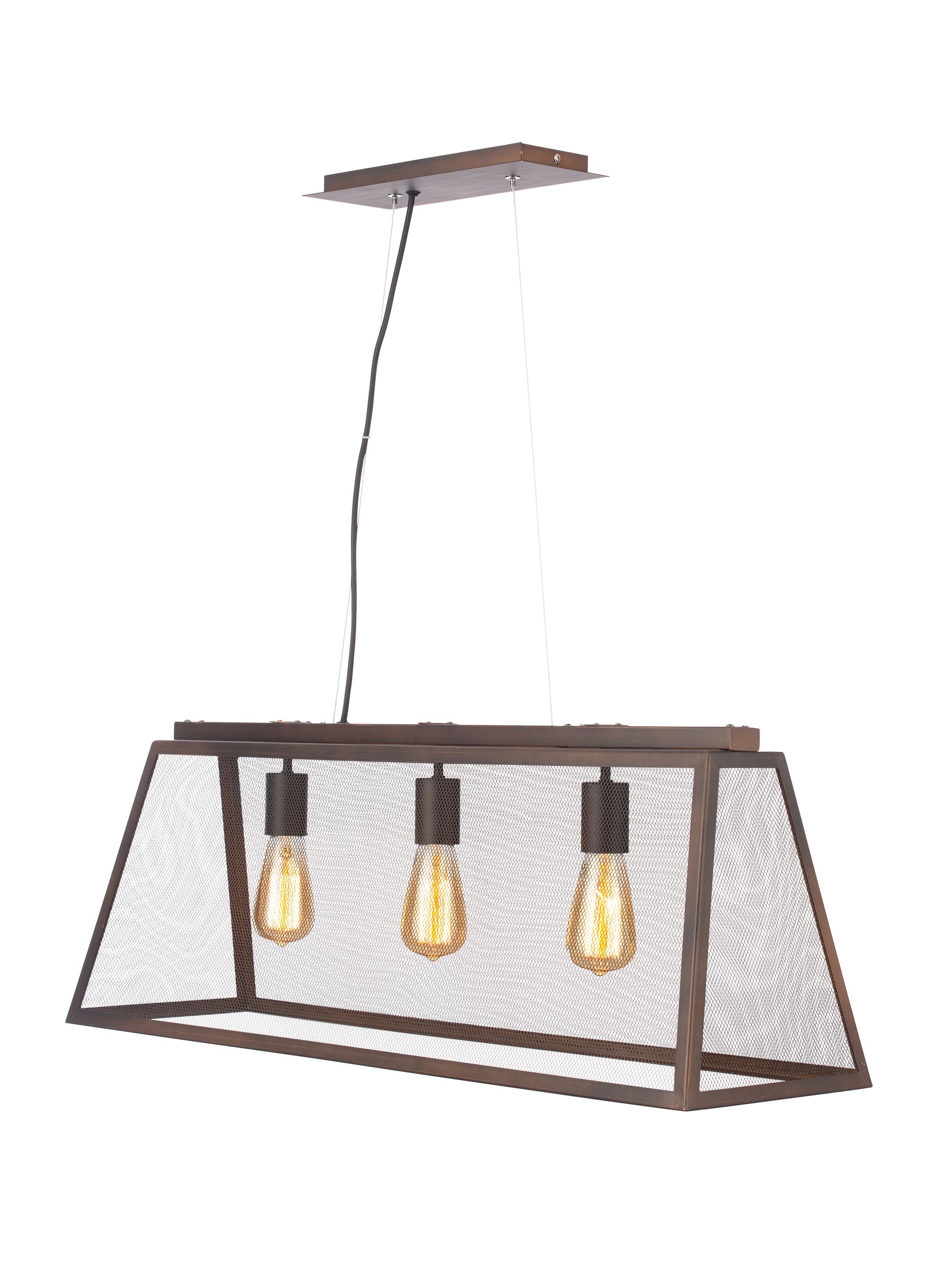 Inlight Jubel Pendant Iron Bronze effect 3 Lamp Ceiling light