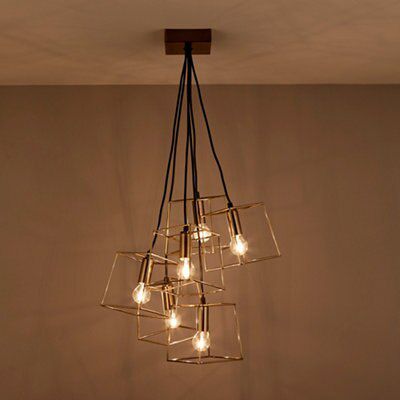 Inlight Jules Pendant Metal Antique brass effect 6 Lamp Ceiling light