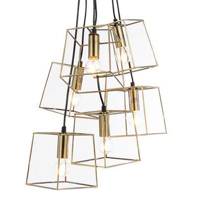 Inlight Jules Pendant Metal Antique brass effect 6 Lamp Ceiling light