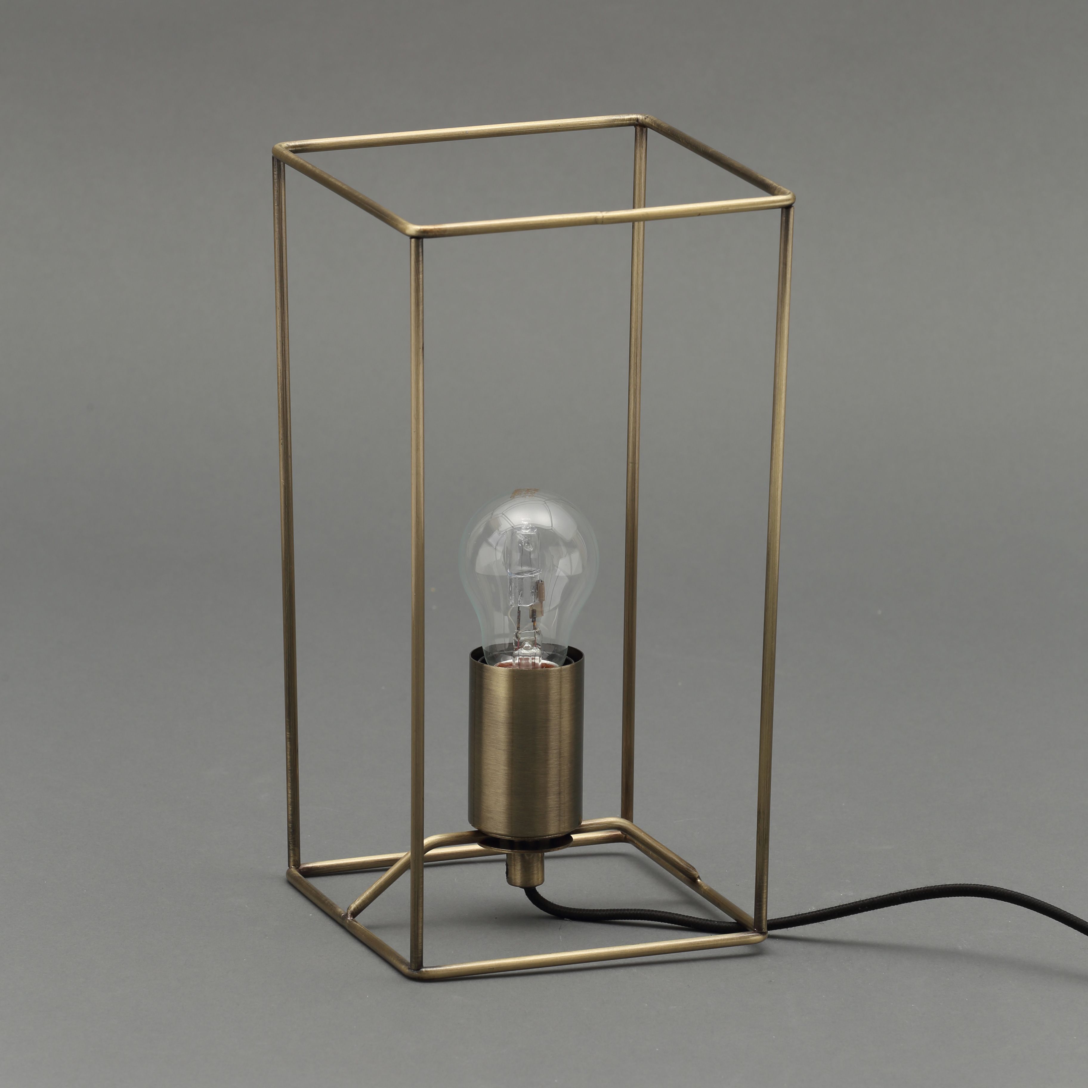Inlight Jules Wire Matt Antique brass effect Rectangular Table lamp