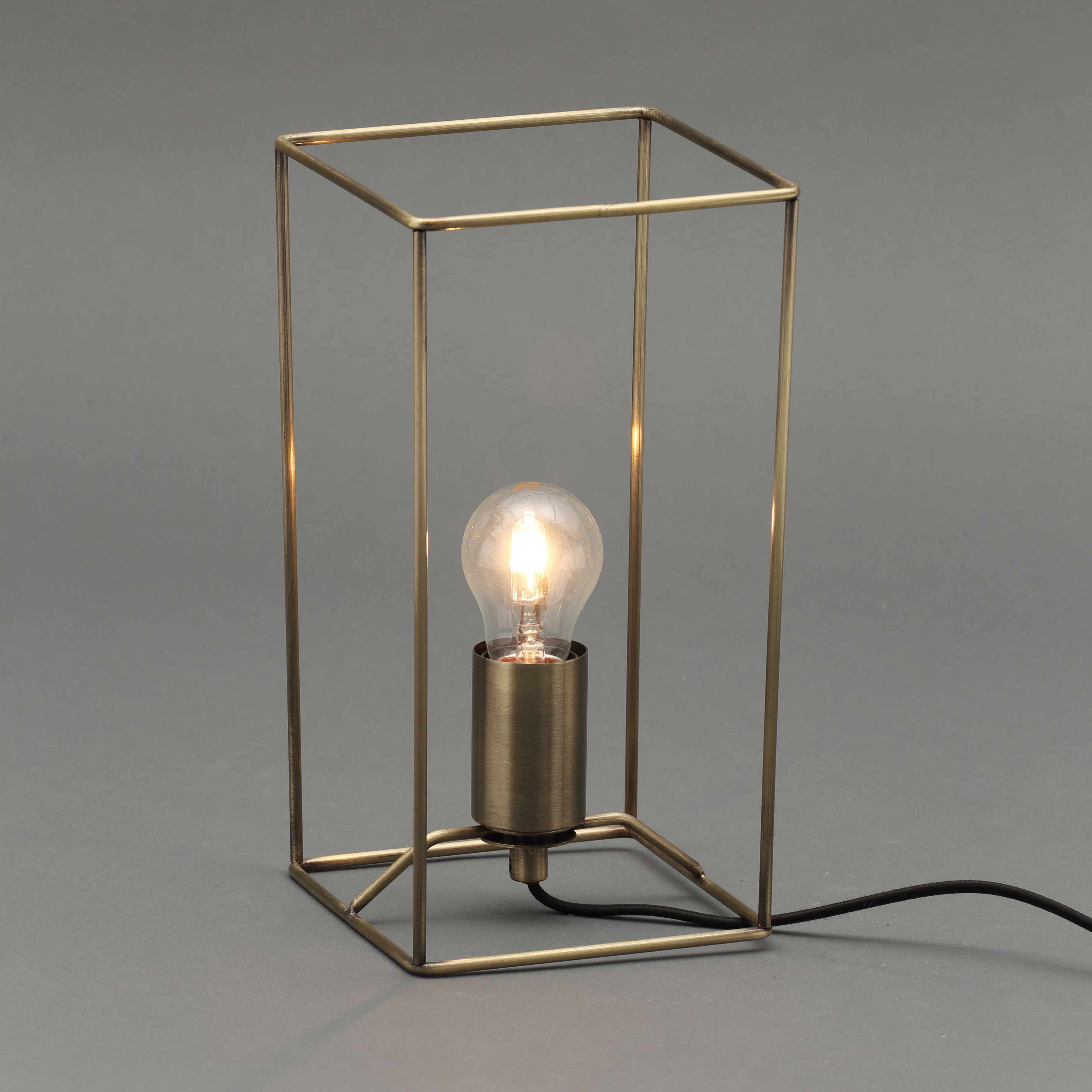Inlight Jules Wire Matt Antique brass effect Rectangular Table lamp