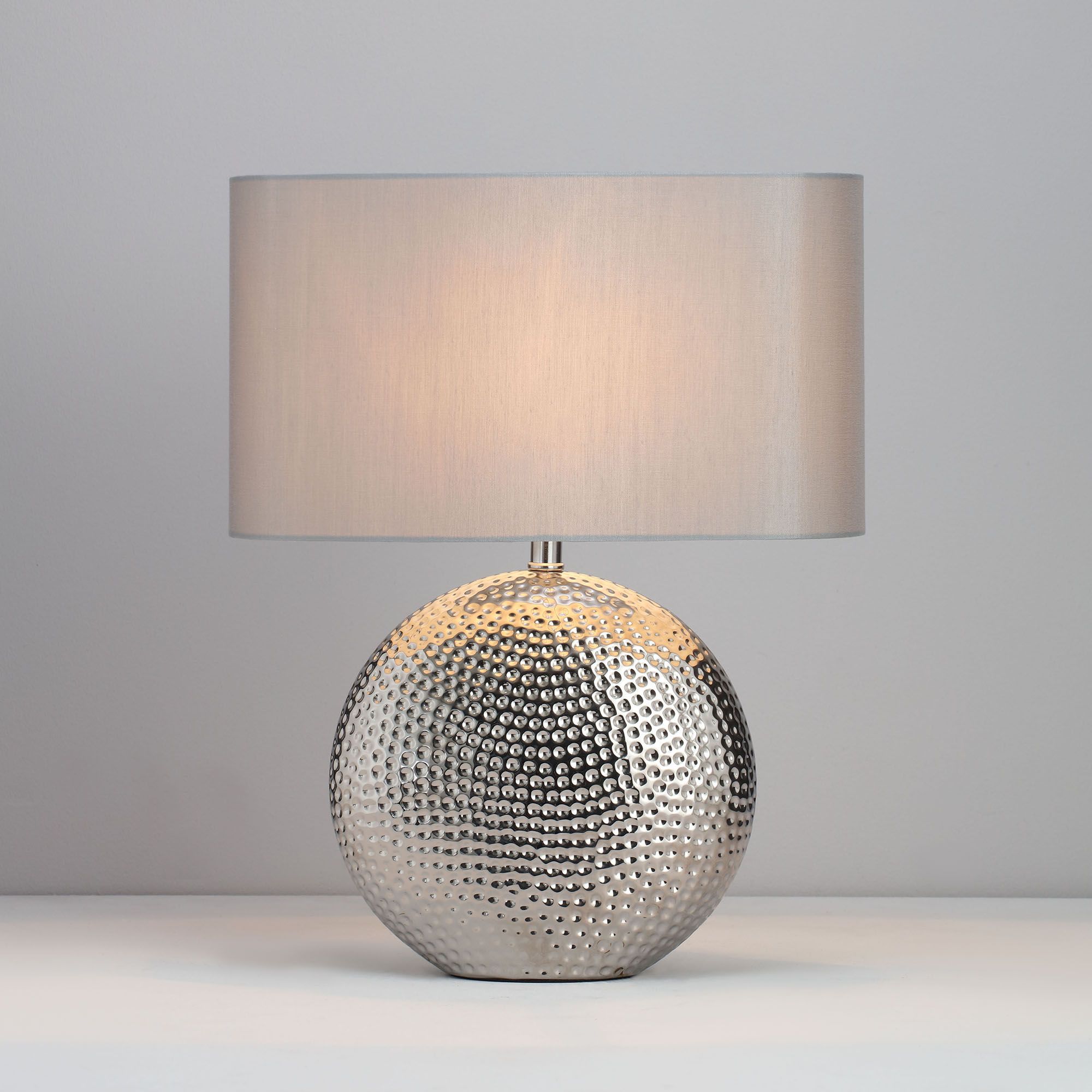 Inlight Kale Textured Round Polished silver effect Table light