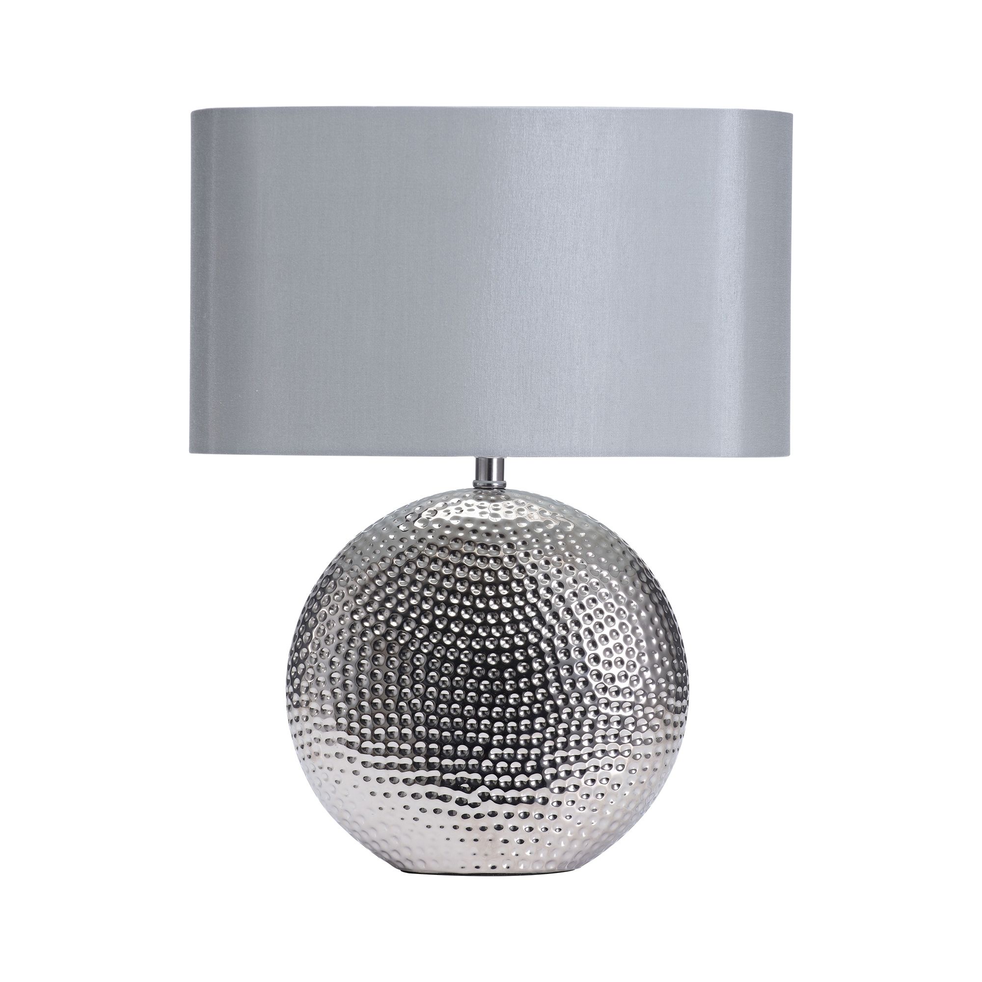 Inlight Kale Textured Round Polished silver effect Table light