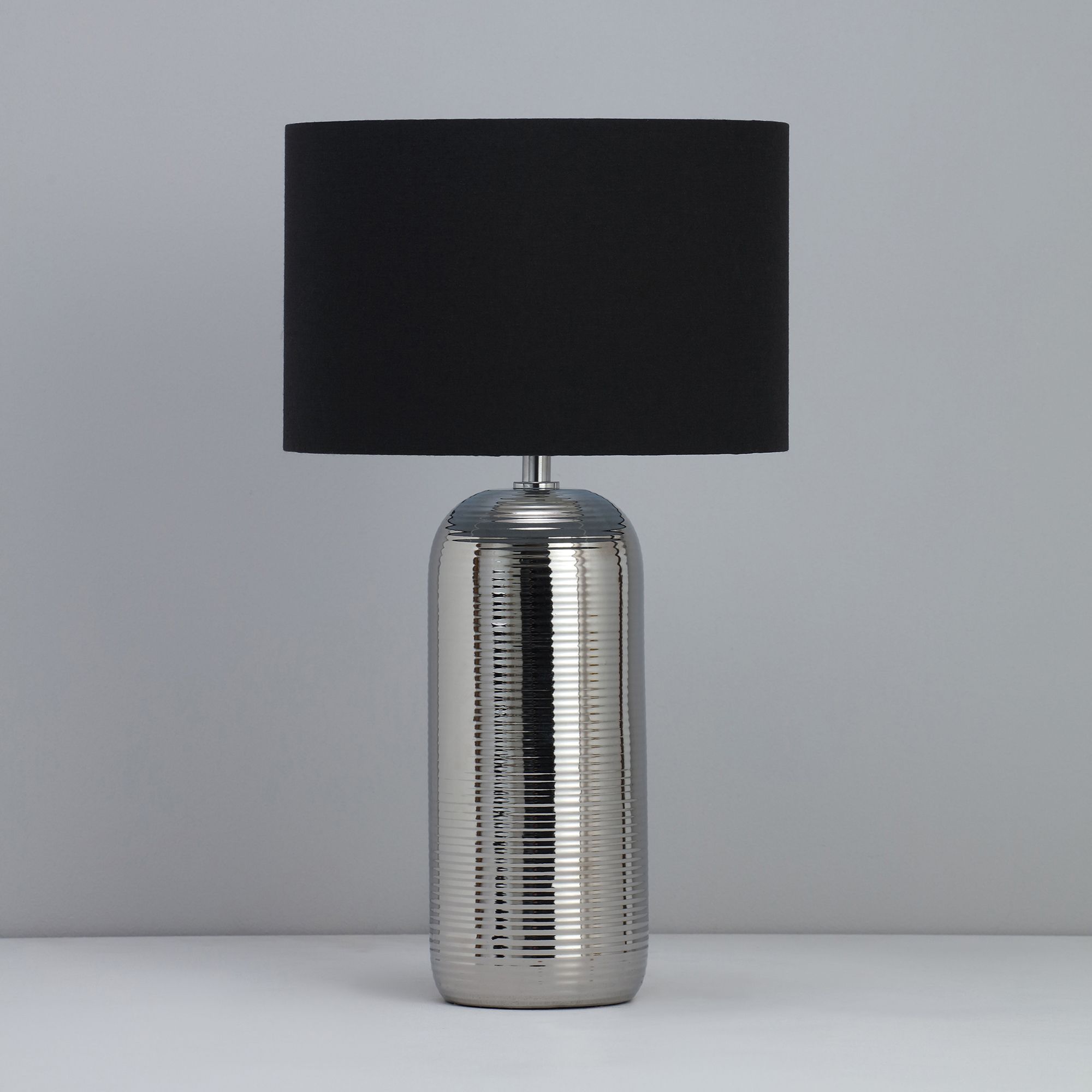 Inlight Kore Ribbed Polished Silver effect Cylinder Table light