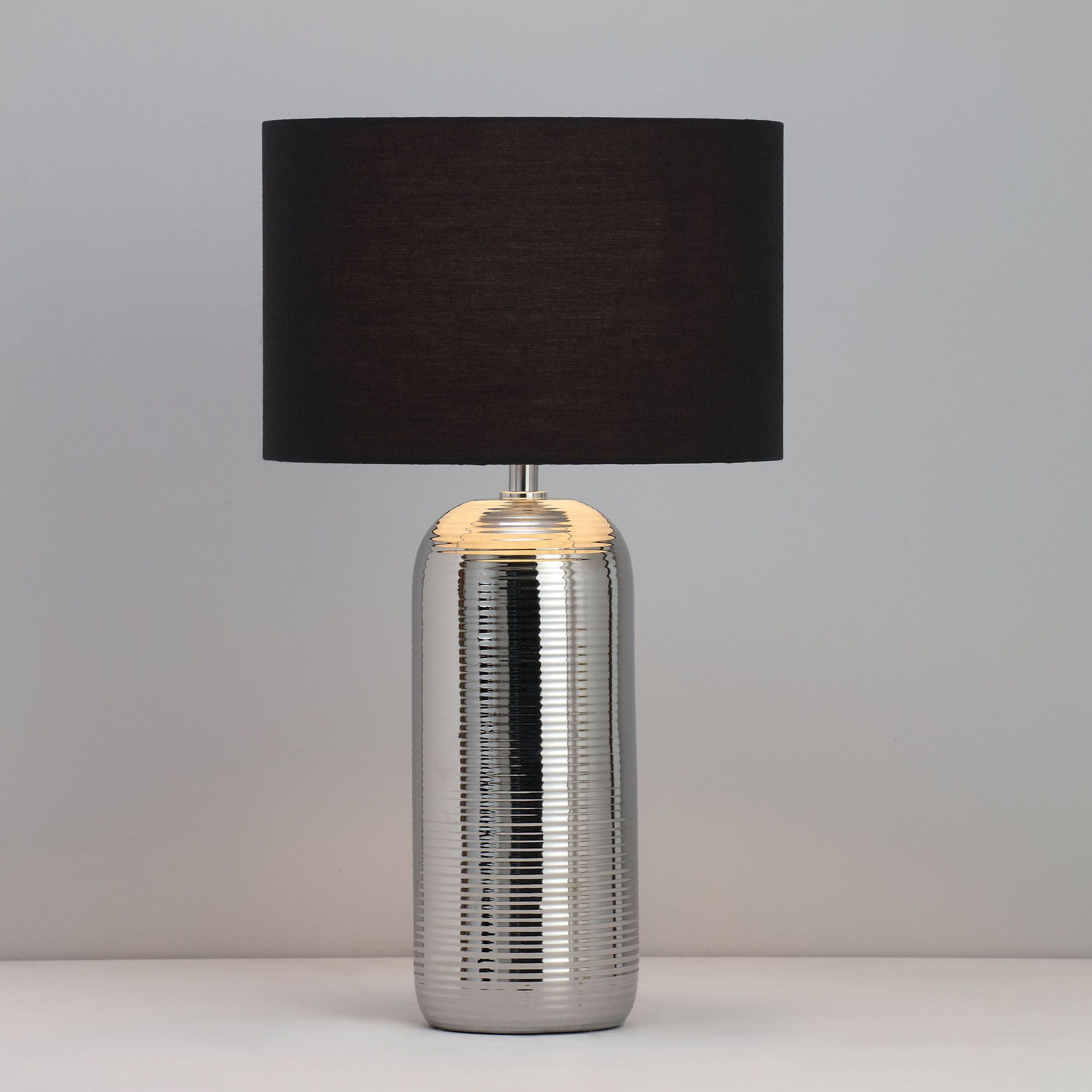 Inlight Kore Ribbed Polished Silver effect Cylinder Table light | DIY ...