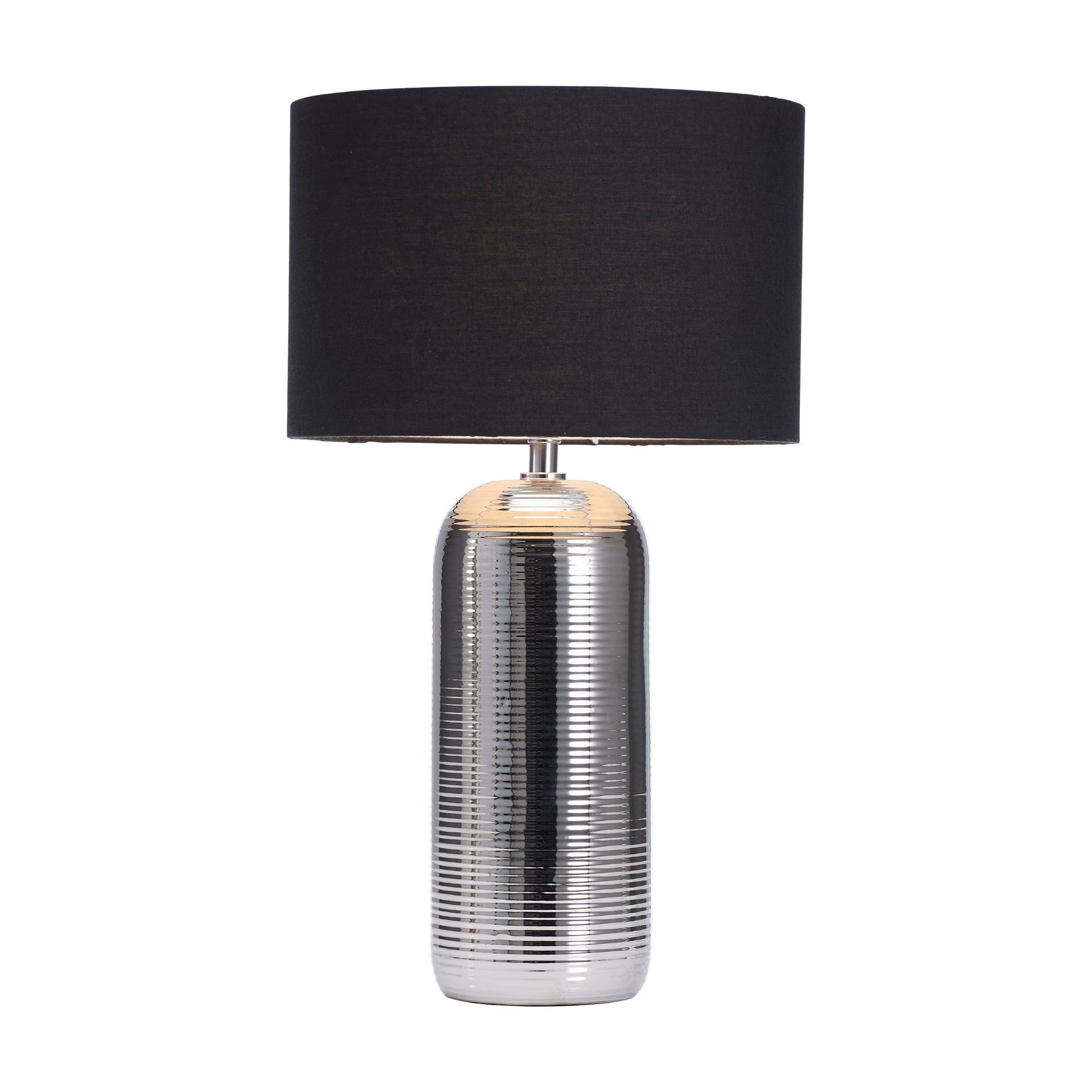 Inlight Kore Ribbed Polished Silver effect Cylinder Table light