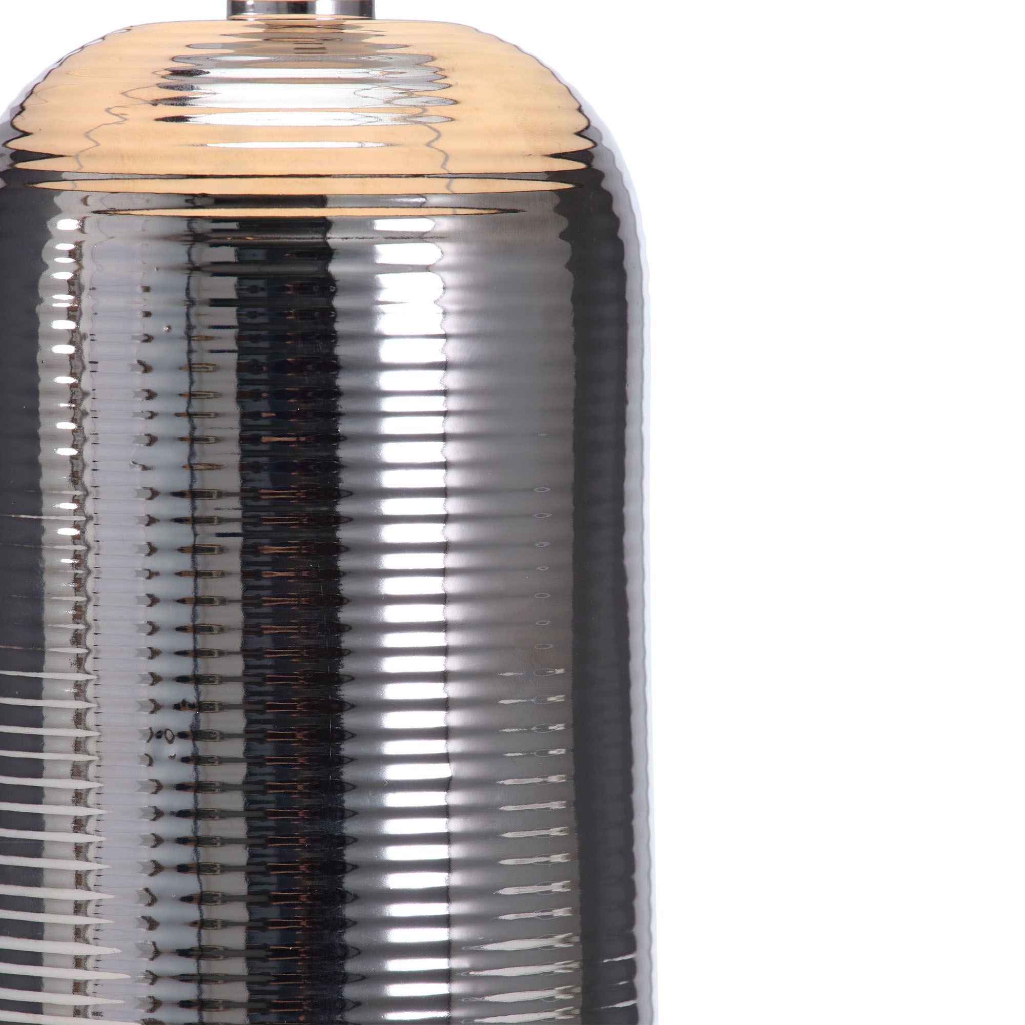 Inlight Kore Ribbed Polished Silver effect Cylinder Table light