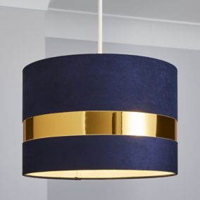 Inlight Koron Navy Metallic effect Velvet Lamp shade (D)30cm