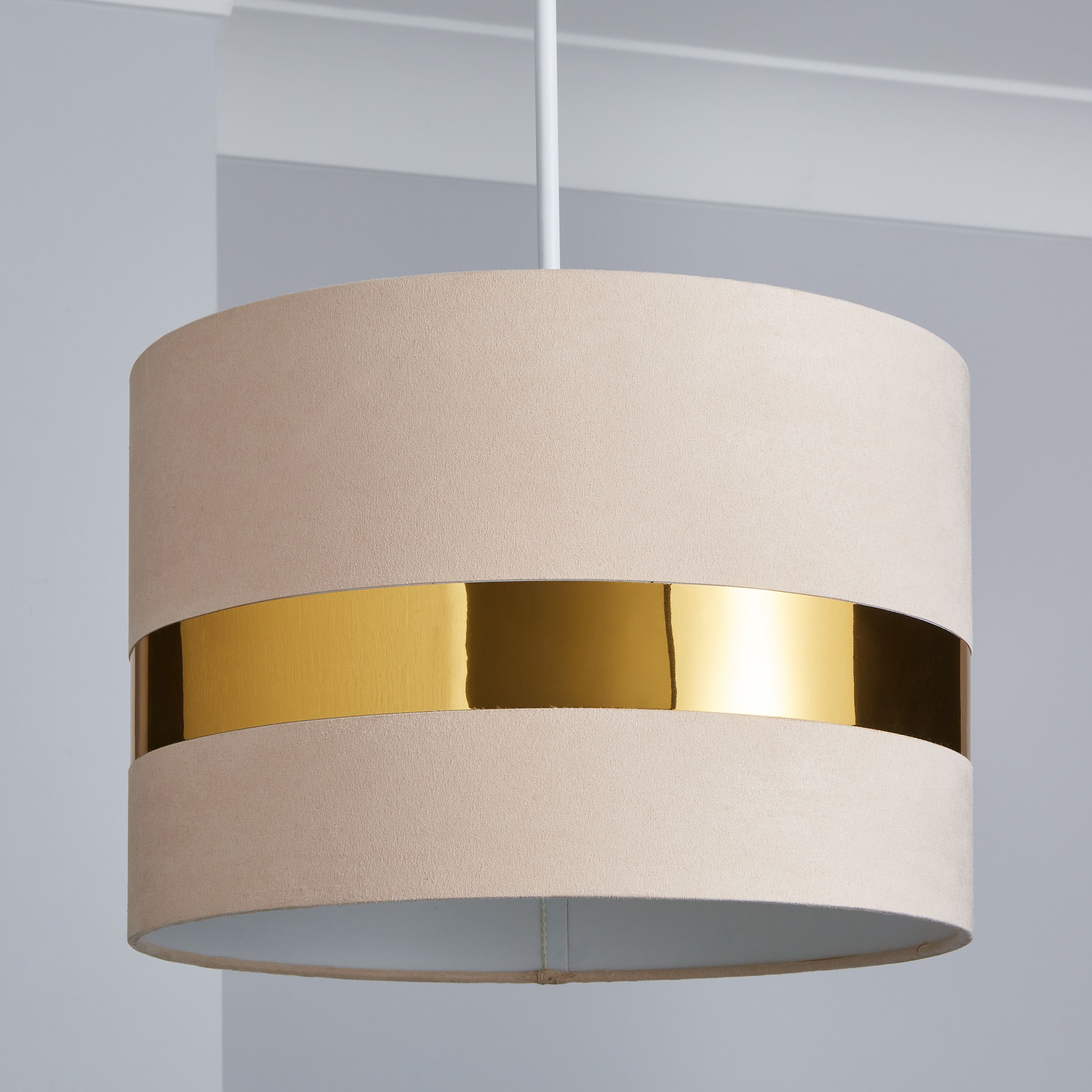 Inlight Koron Pink Metallic effect Velvet Cylinder Lamp shade (D)30cm