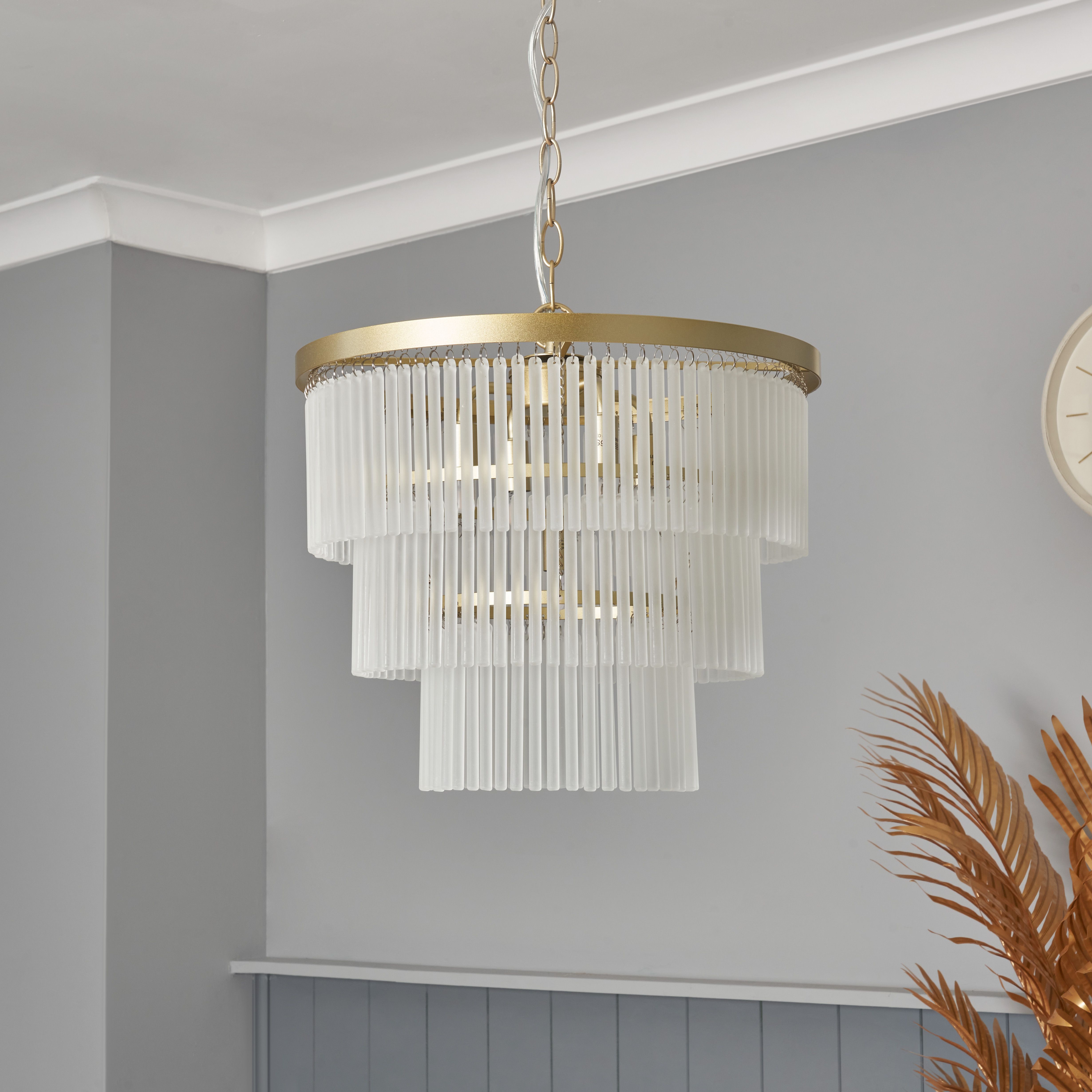 Inlight Kuip Satin Gold Brass effect LED Pendant ceiling light, (Dia)400mm